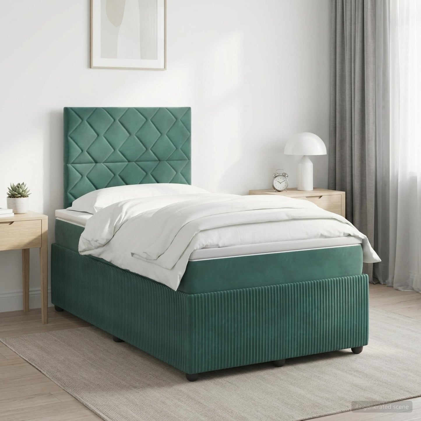 vidaXL Κρεβάτι box spring με στρώμα Σκούρο Πράσινο 120 x 200 cm