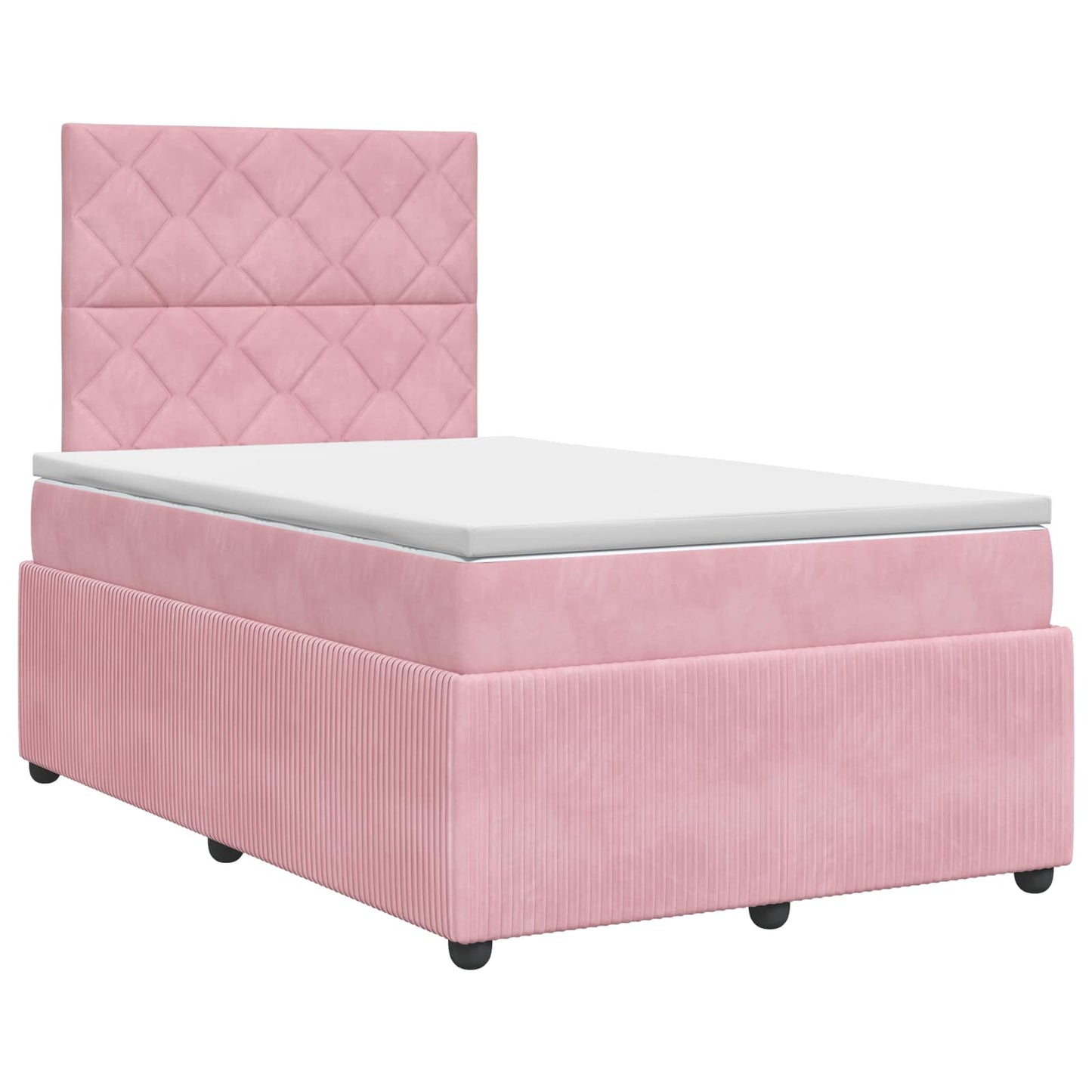 vidaXL Κρεβάτι box spring με στρώμα Ροζ 120 x 190 cm Βελούδο