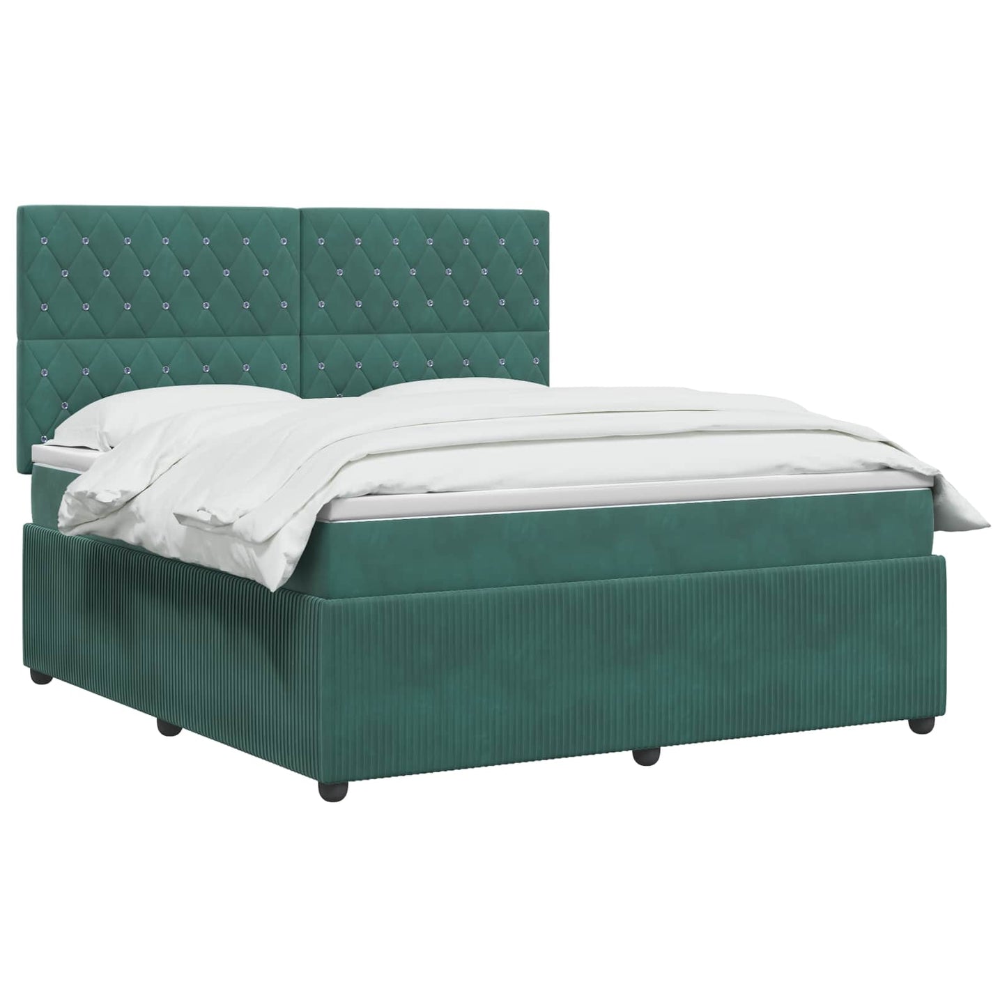 vidaXL Κρεβάτι box spring με στρώμα Σκούρο Πράσινο 160 x 200 cm
