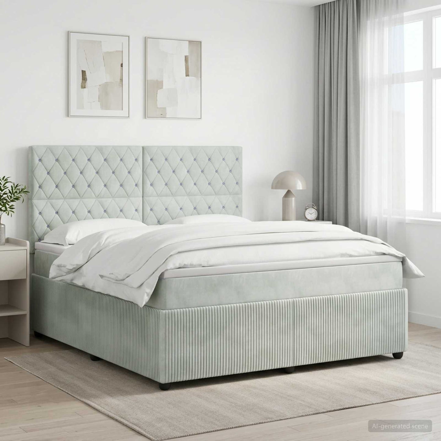 vidaXL Κρεβάτι box spring με στρώμα Ανοιχτό γκρι 140 x 190 cm Βελούδο