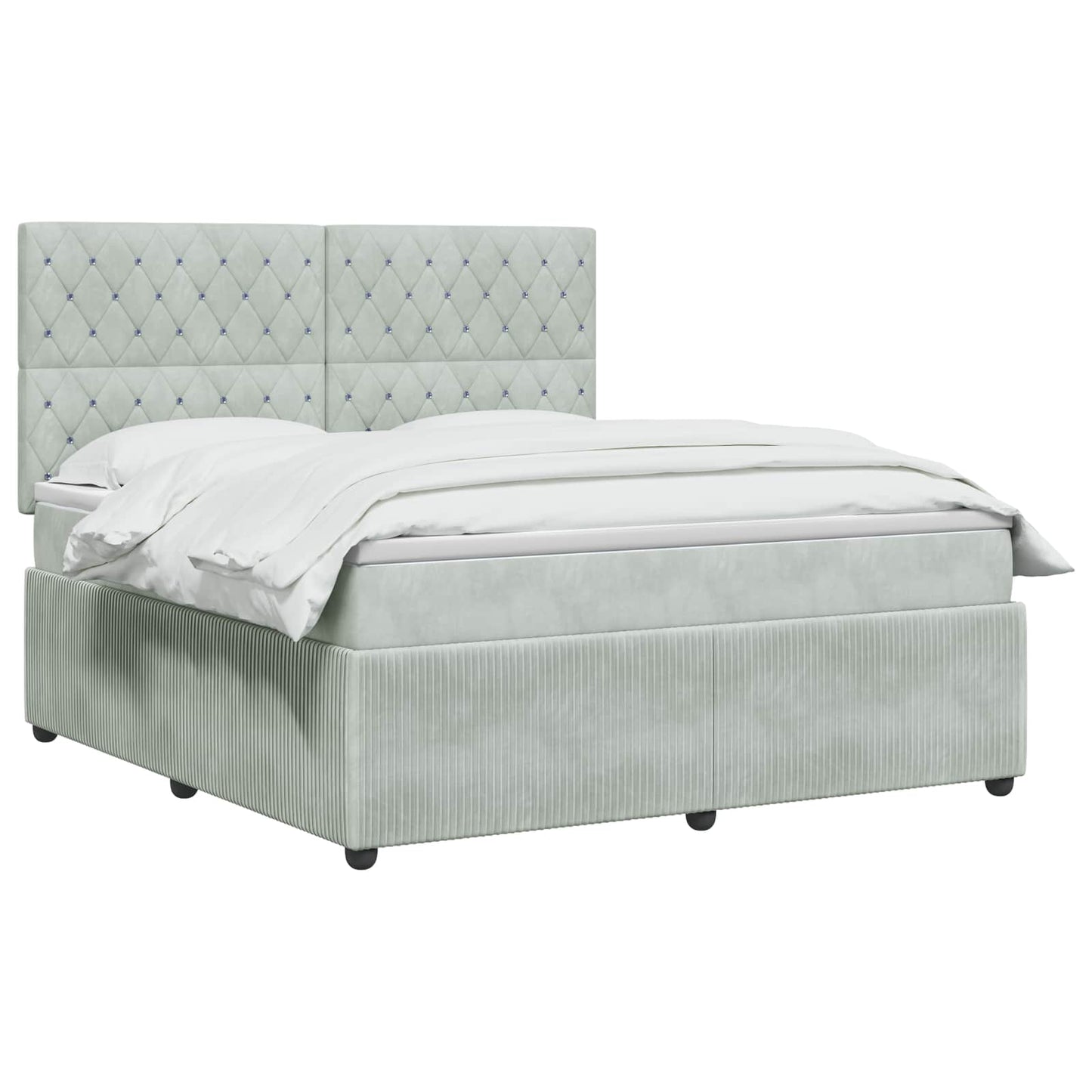 vidaXL Κρεβάτι box spring με στρώμα Ανοιχτό γκρι 180 x 200 cm Βελούδο