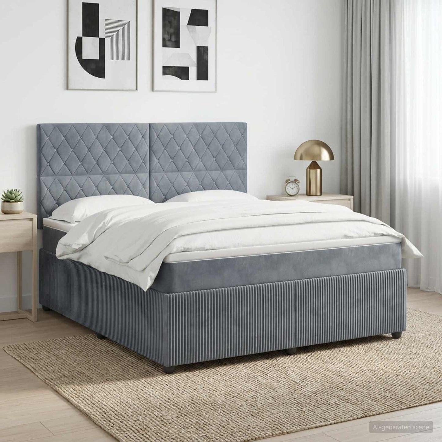 vidaXL Κρεβάτι box spring με στρώμα Σκούρο Γκρι 160 x 200 cm Βελούδο
