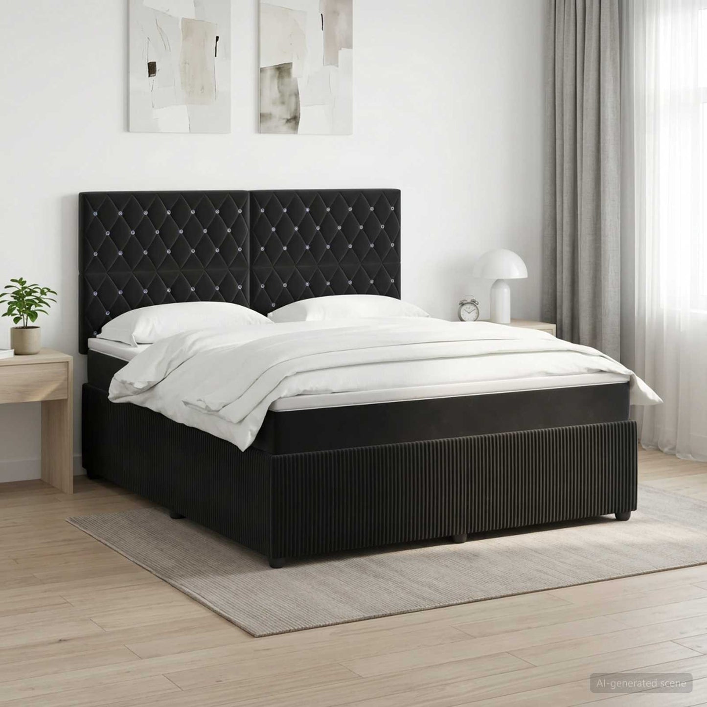 vidaXL Κρεβάτι box spring με στρώμα Μαύρο 140 x 190 cm Βελούδο