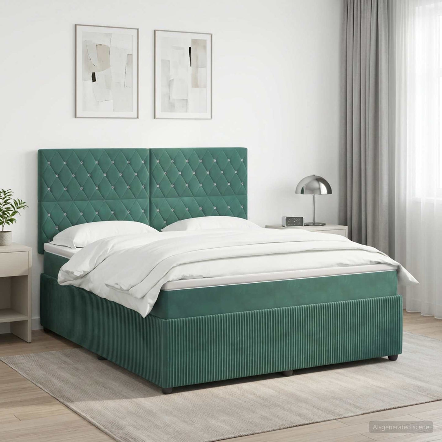 vidaXL Κρεβάτι box spring με στρώμα Σκούρο Πράσινο 180 x 200 cm