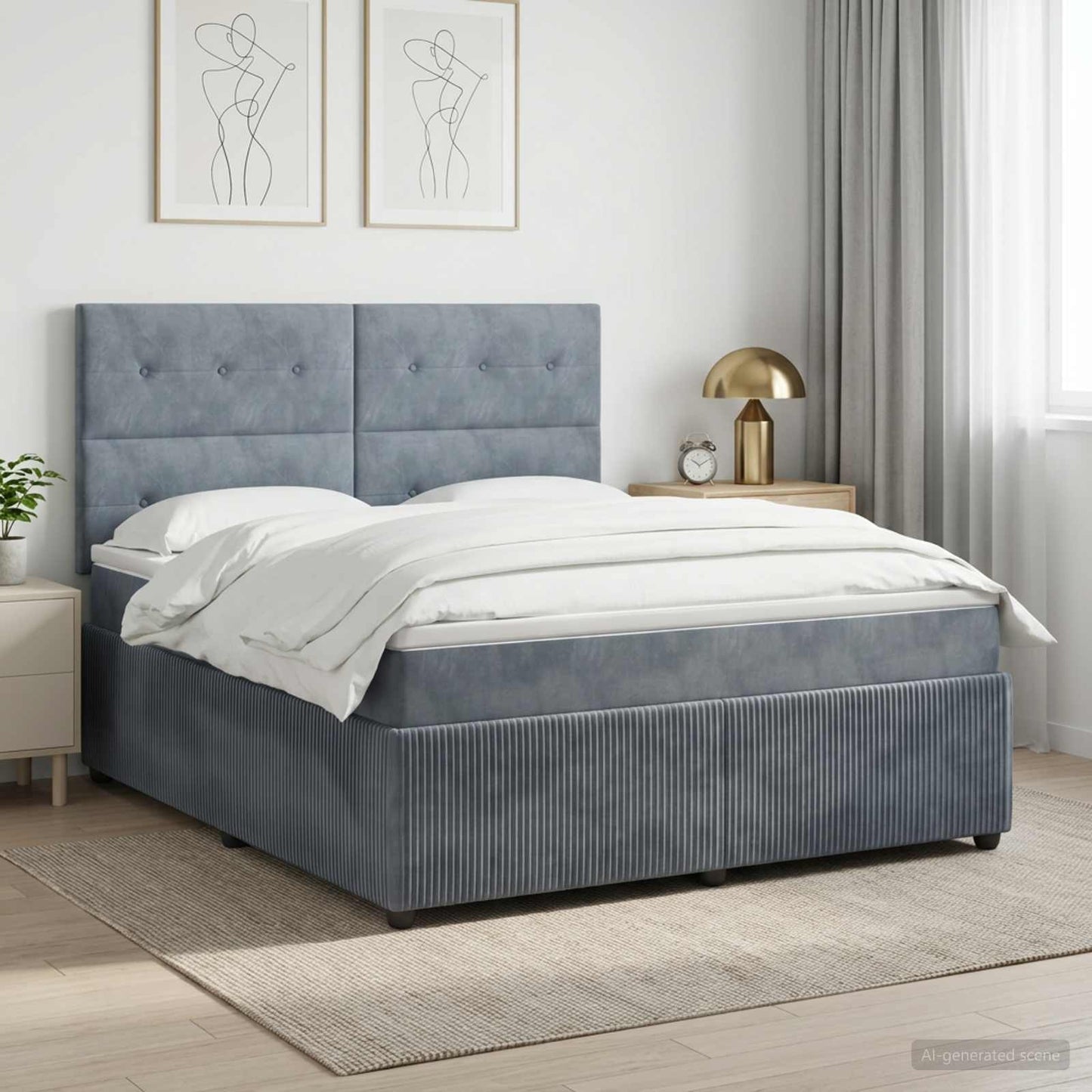 vidaXL Κρεβάτι box spring με στρώμα Σκούρο Γκρι 140 x 200 cm Βελούδο