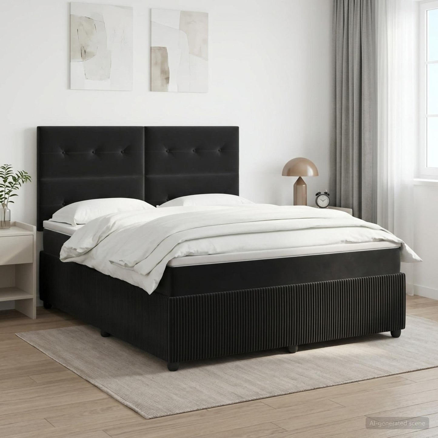 vidaXL Κρεβάτι box spring με στρώμα Μαύρο 140 x 200 cm Βελούδο