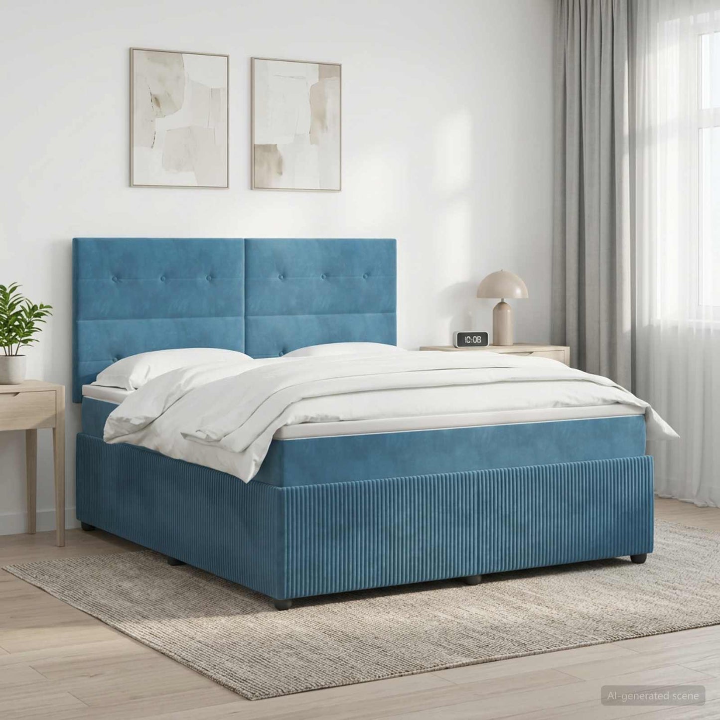 vidaXL Κρεβάτι box spring με στρώμα Μπλε 180 x 200 cm Βελούδο