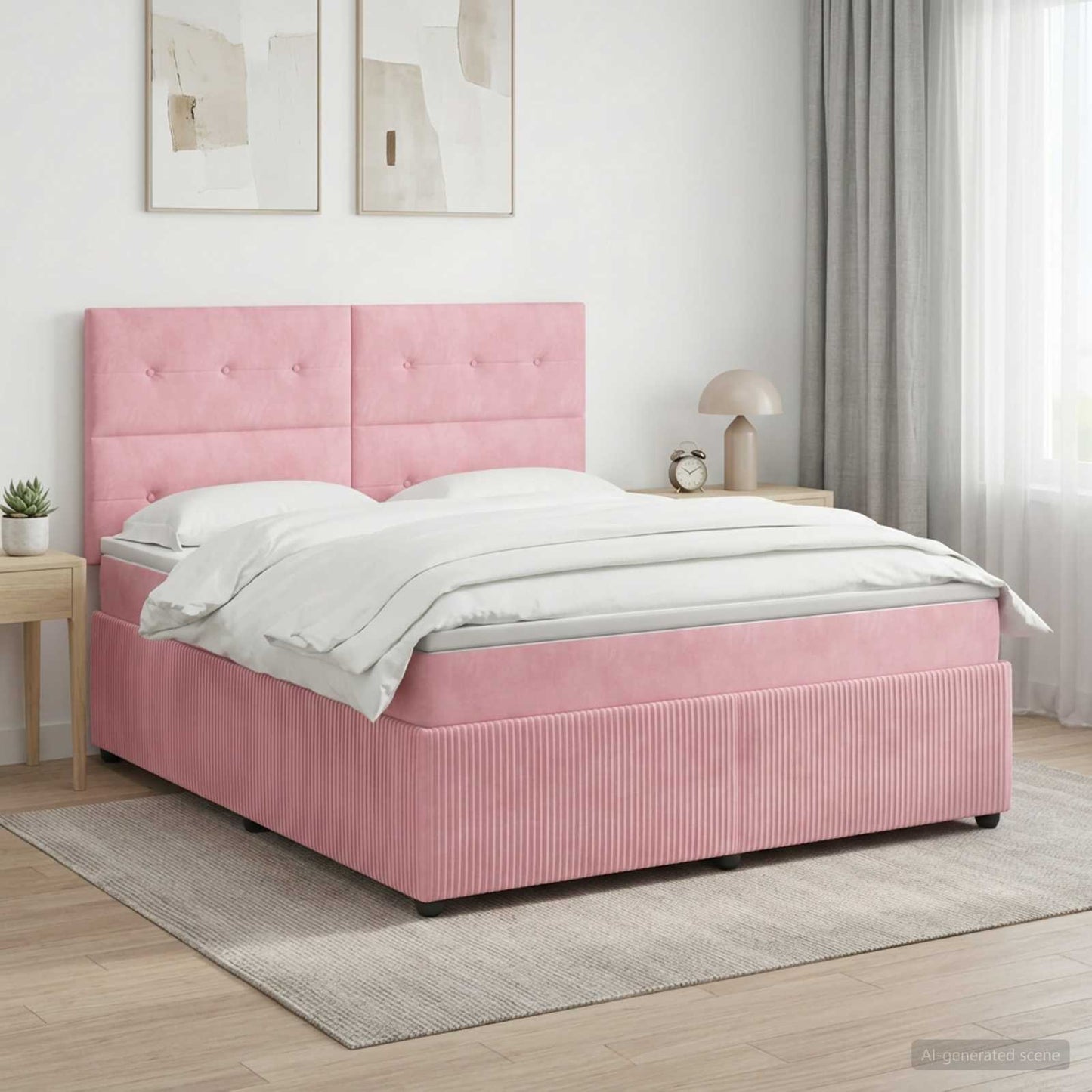 vidaXL Κρεβάτι box spring με στρώμα Ροζ 180 x 200 cm Βελούδο