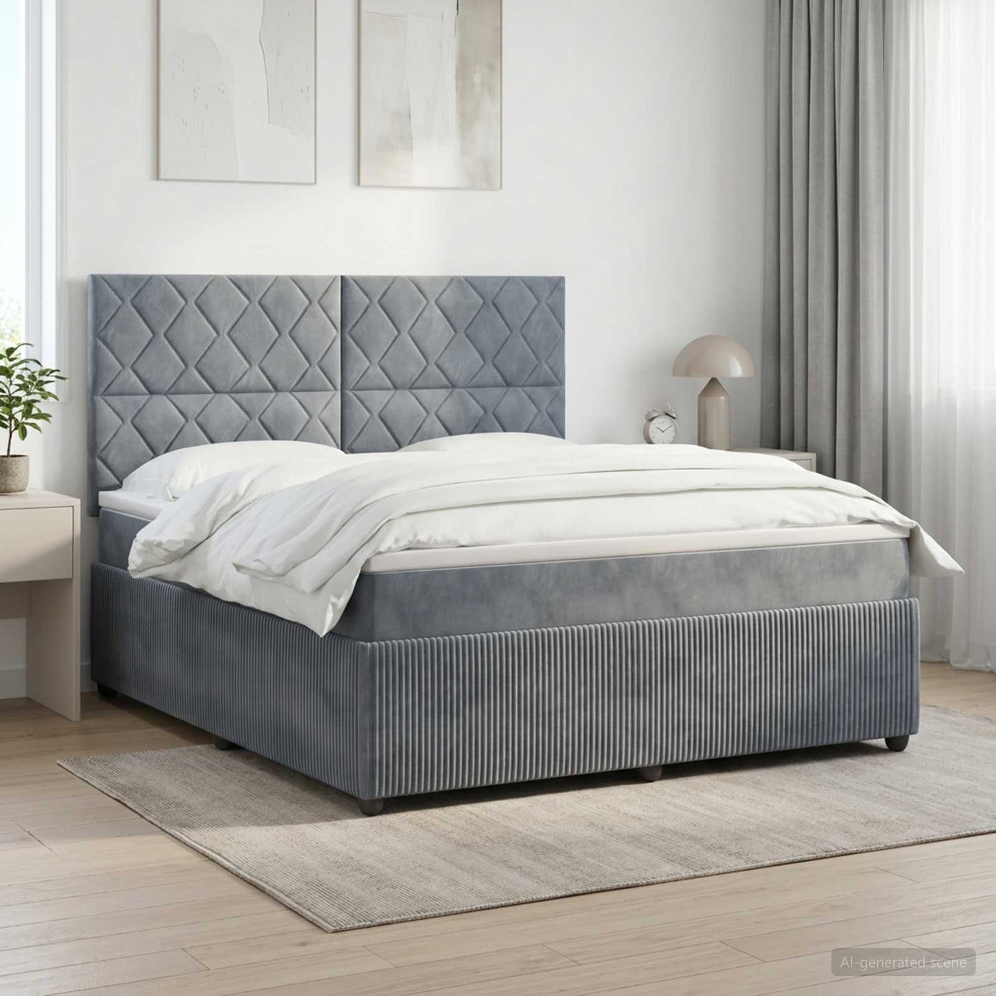 vidaXL Κρεβάτι box spring με στρώμα Σκούρο Γκρι 140 x 190 cm Βελούδο