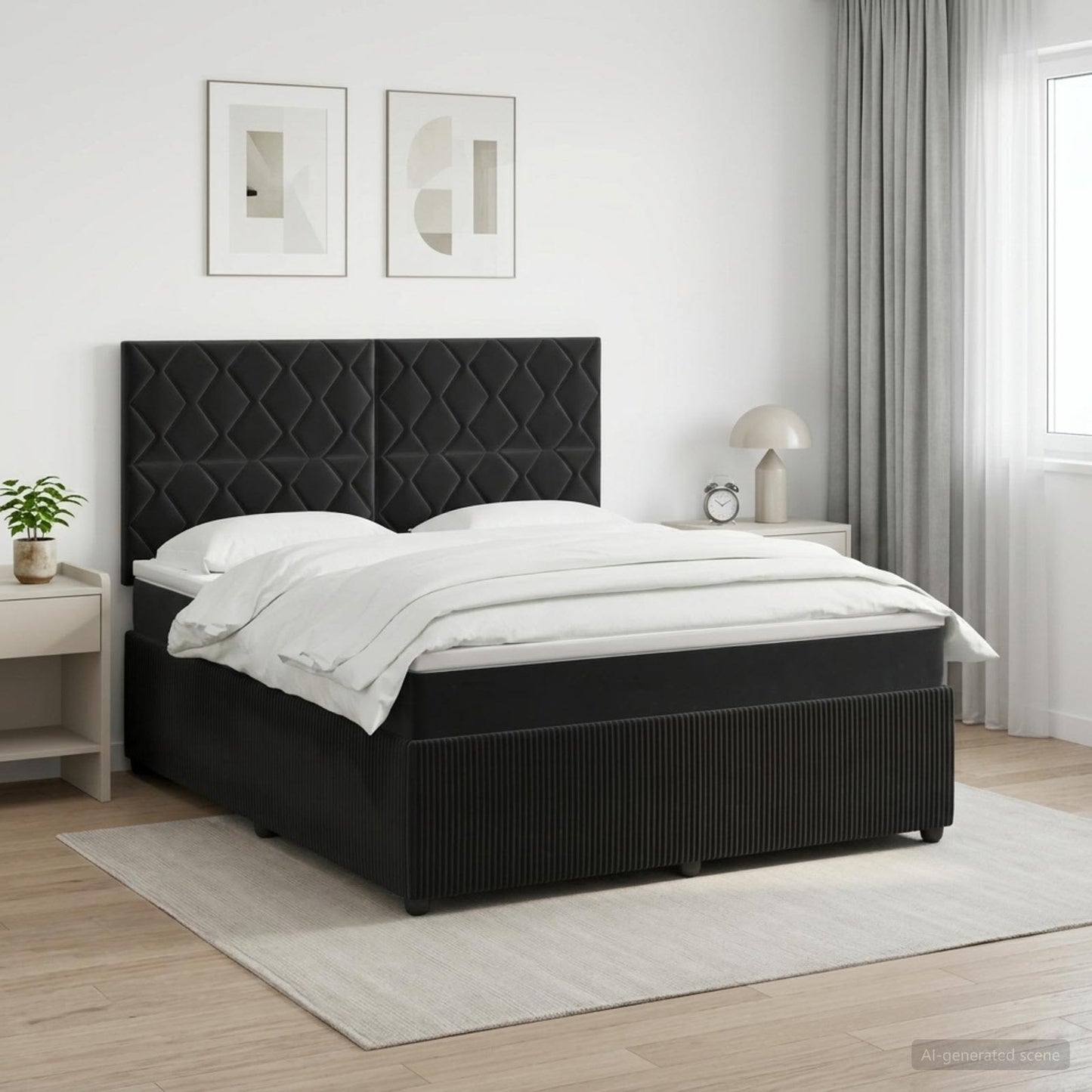 vidaXL Κρεβάτι box spring με στρώμα Μαύρο 140 x 200 cm Βελούδο