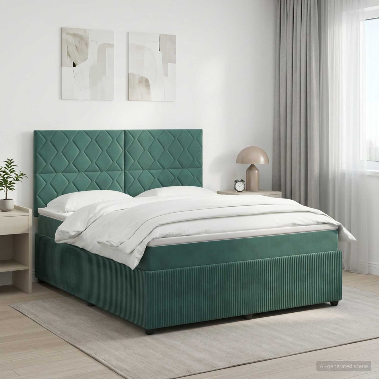 vidaXL Κρεβάτι box spring με στρώμα Σκούρο Πράσινο 140 x 200 cm