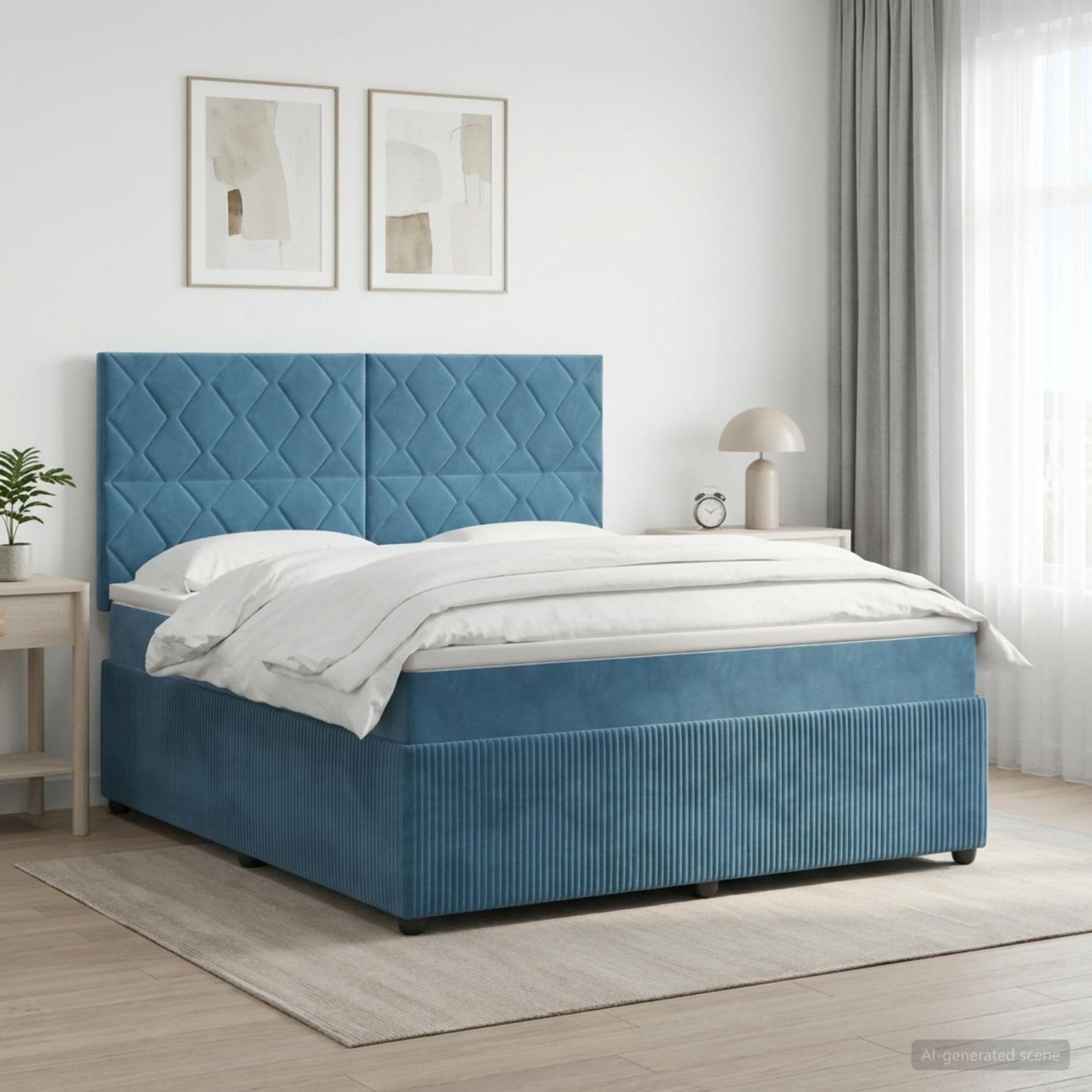 vidaXL Κρεβάτι box spring με στρώμα Μπλε 140 x 190 cm Βελούδο