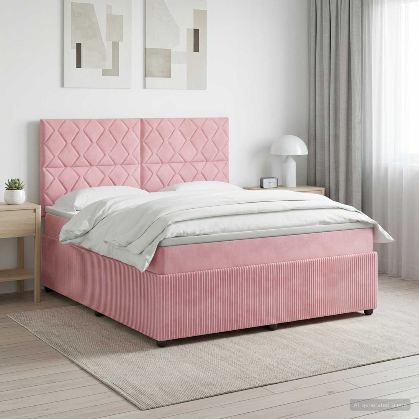 vidaXL Κρεβάτι box spring με στρώμα Ροζ 180 x 200 cm Βελούδο