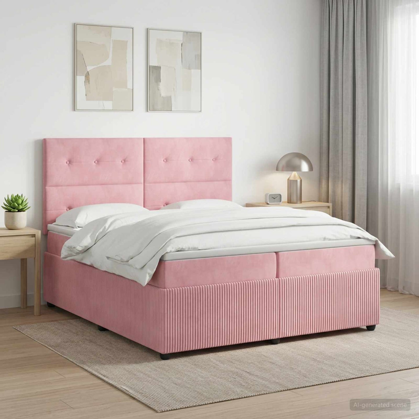 vidaXL Κρεβάτι box spring με στρώμα Ροζ 200 x 200 cm Βελούδο
