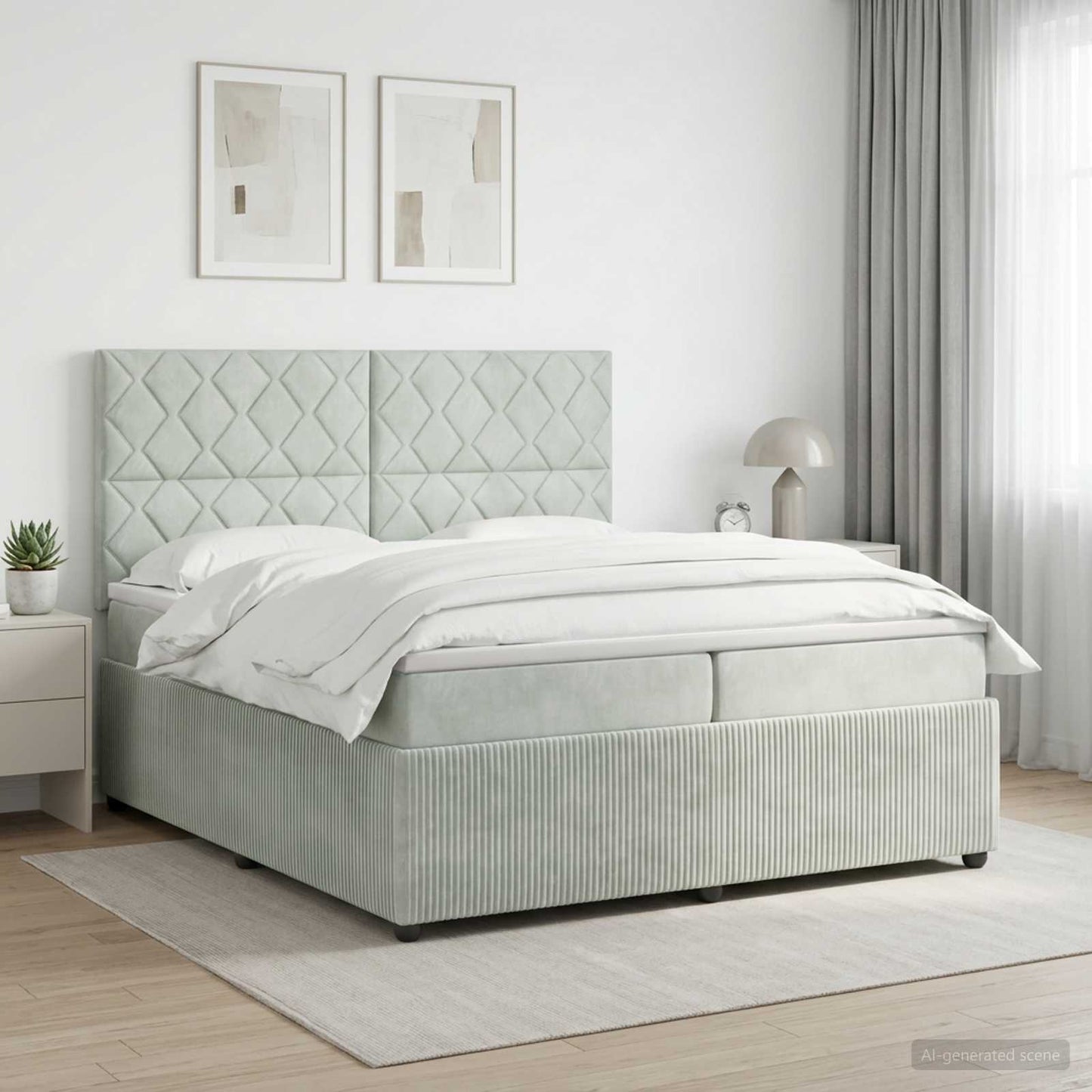 vidaXL Κρεβάτι box spring με στρώμα Ανοιχτό γκρι 200 x 200 cm Βελούδο
