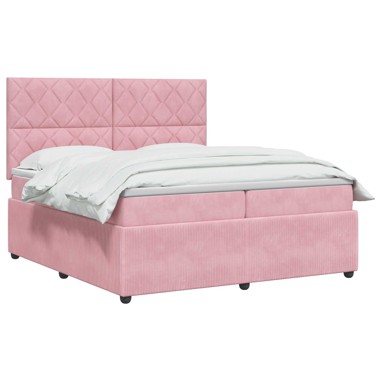 vidaXL Κρεβάτι box spring με στρώμα Ροζ 200 x 200 cm Βελούδο