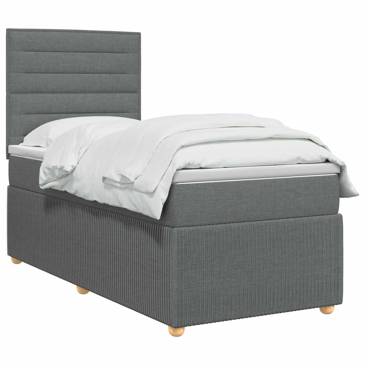vidaXL Κρεβάτι box spring με στρώμα Σκούρο Γκρι Μονό Ύφασμα