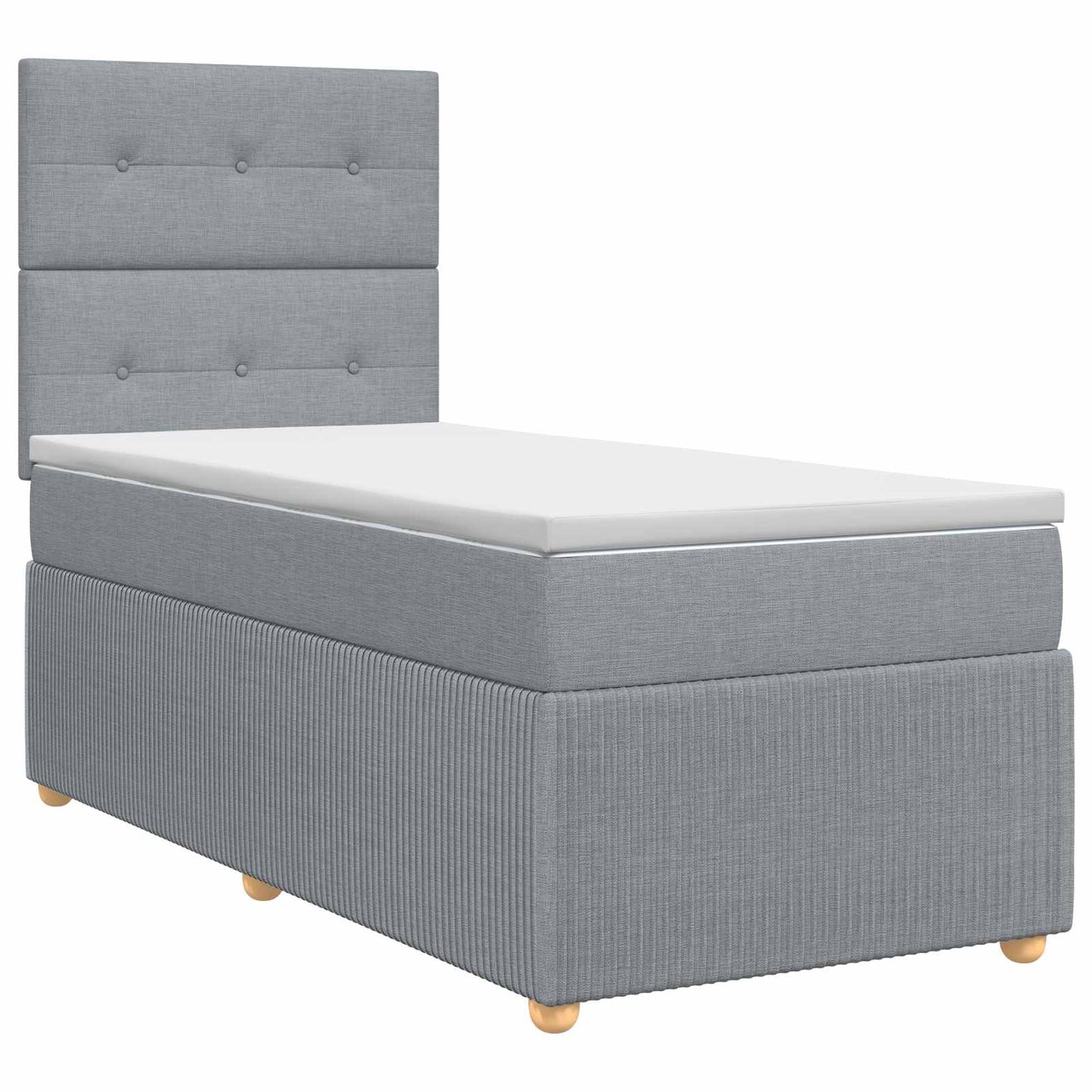 vidaXL Κρεβάτι box spring με στρώμα Ανοιχτό γκρι Μονό Ύφασμα