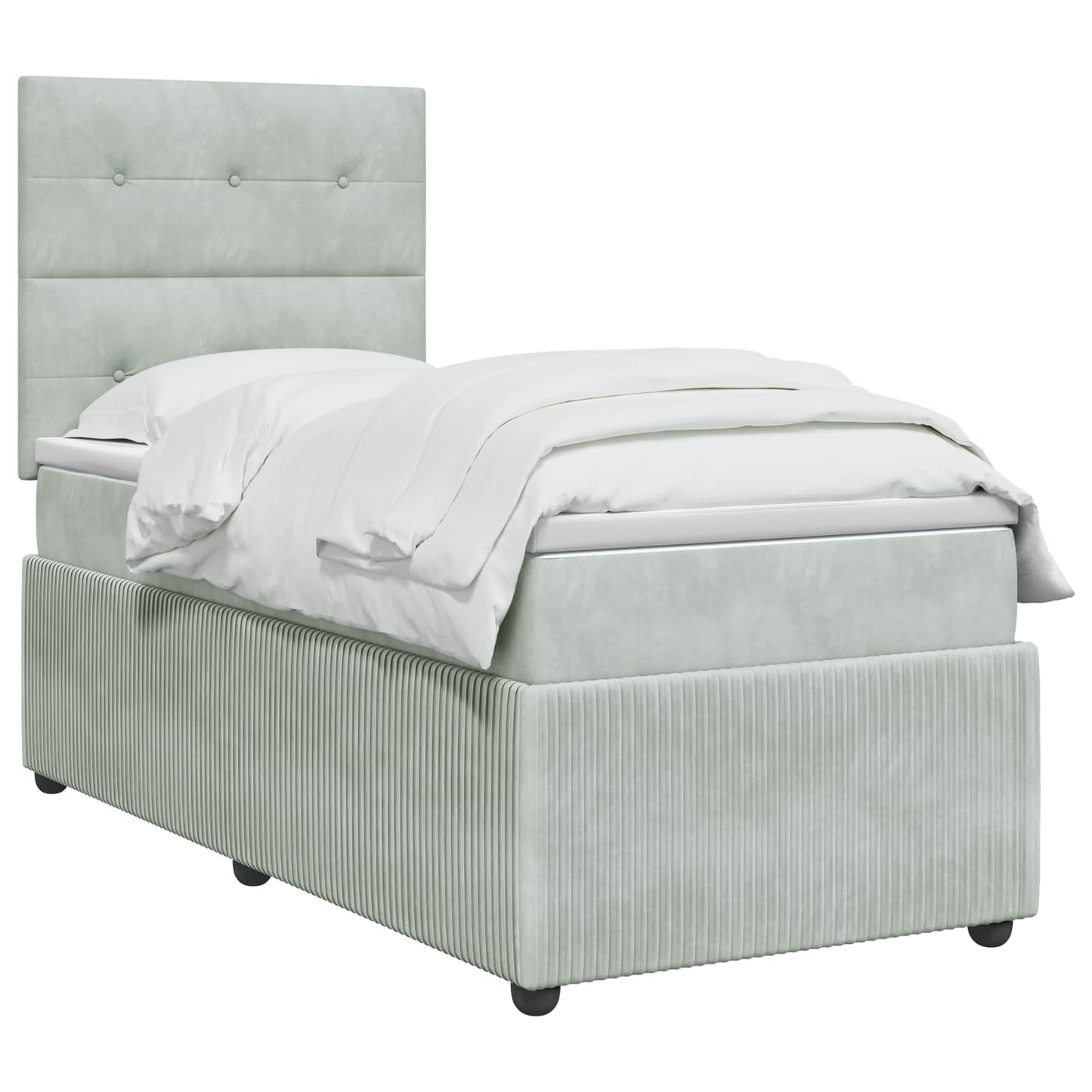 vidaXL Κρεβάτι box spring με στρώμα Ανοιχτό γκρι Μονό Βελούδο