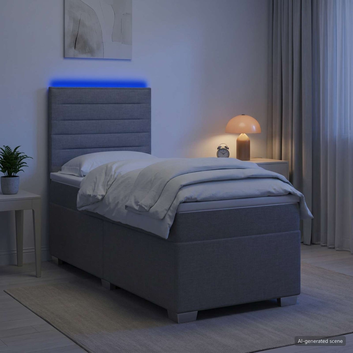 vidaXL Κρεβάτι box spring με στρώμα Ανοιχτό γκρι 90 x 200 cm Ύφασμα