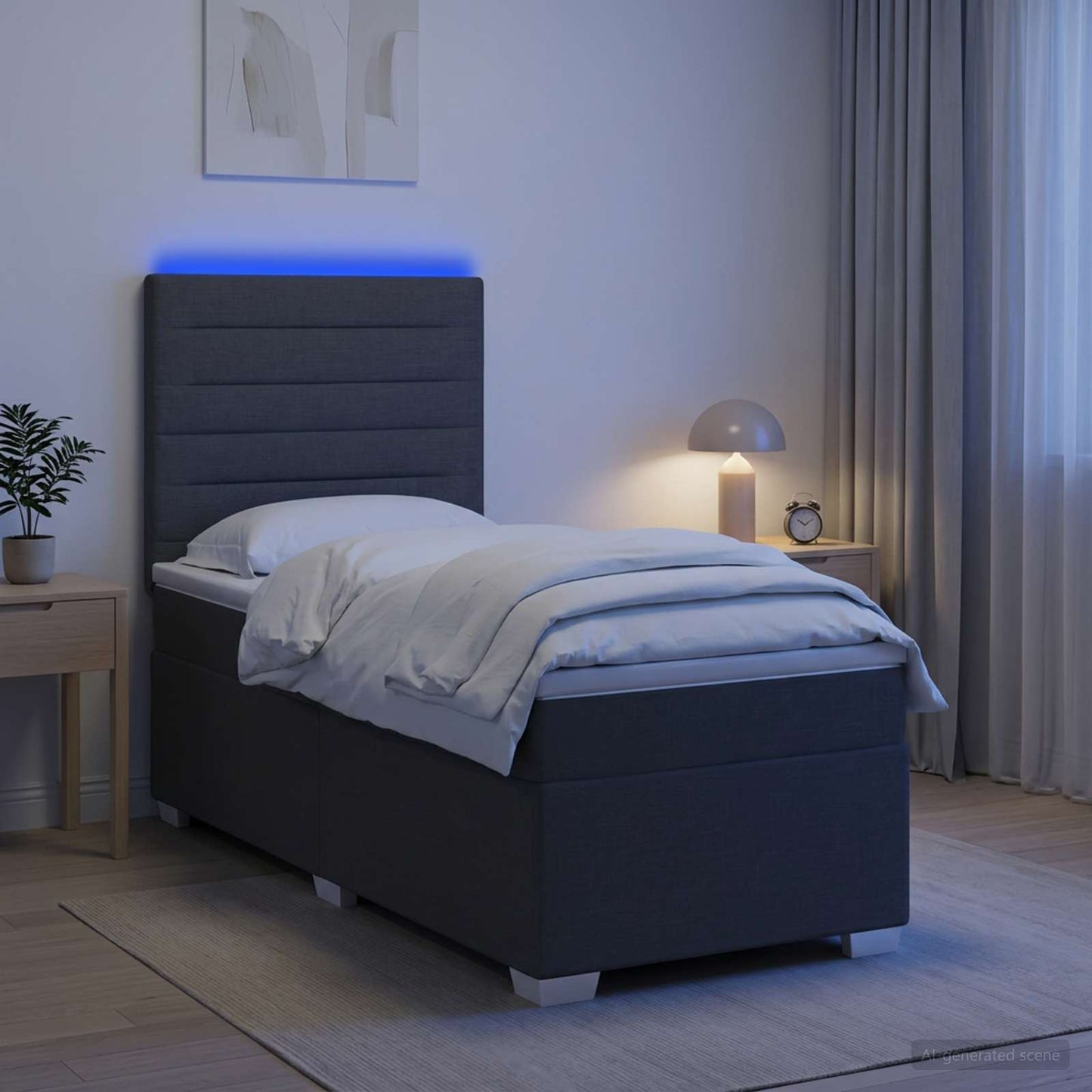 vidaXL Κρεβάτι box spring με στρώμα Σκούρο Γκρι 90 x 190 cm Ύφασμα