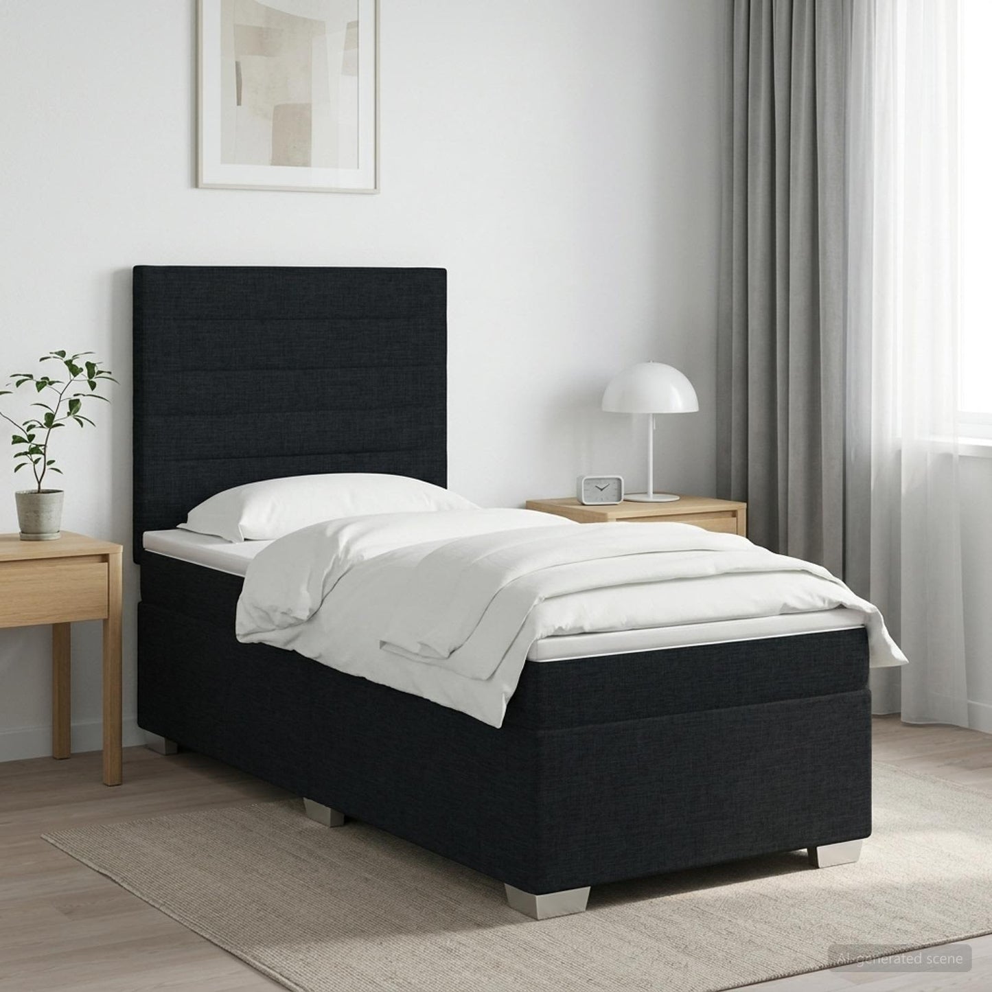 vidaXL Κρεβάτι box spring με στρώμα Μαύρο 90 x 200 cm Ύφασμα
