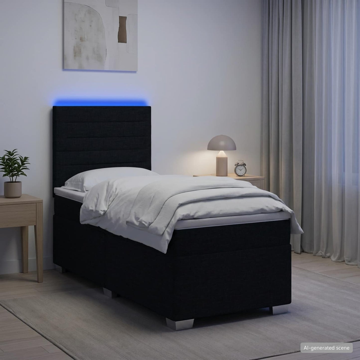vidaXL Κρεβάτι box spring με στρώμα Μαύρο 100 x 200 cm Ύφασμα