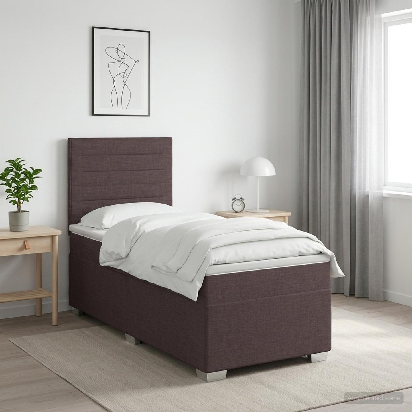 vidaXL Κρεβάτι box spring με στρώμα Σκούρο Καφέ 80 x 200 cm Ύφασμα