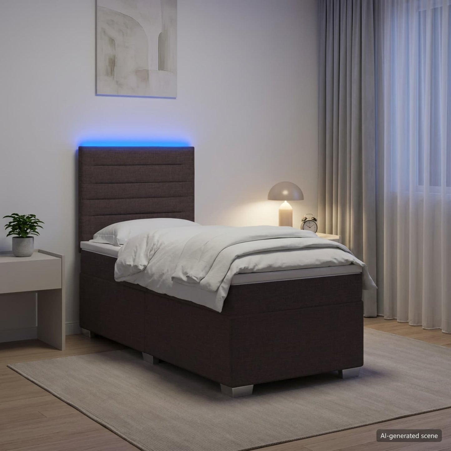 vidaXL Κρεβάτι box spring με στρώμα Σκούρο Καφέ 80 x 200 cm Ύφασμα