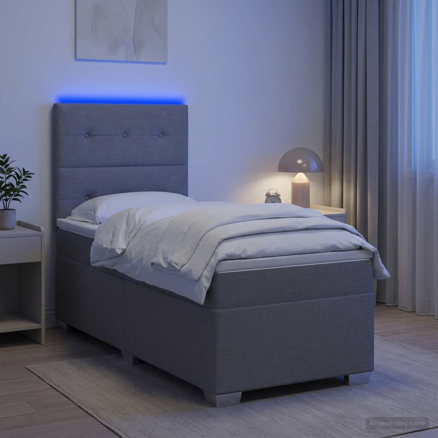 vidaXL Κρεβάτι box spring με στρώμα Ανοιχτό γκρι 80 x 200 cm Ύφασμα