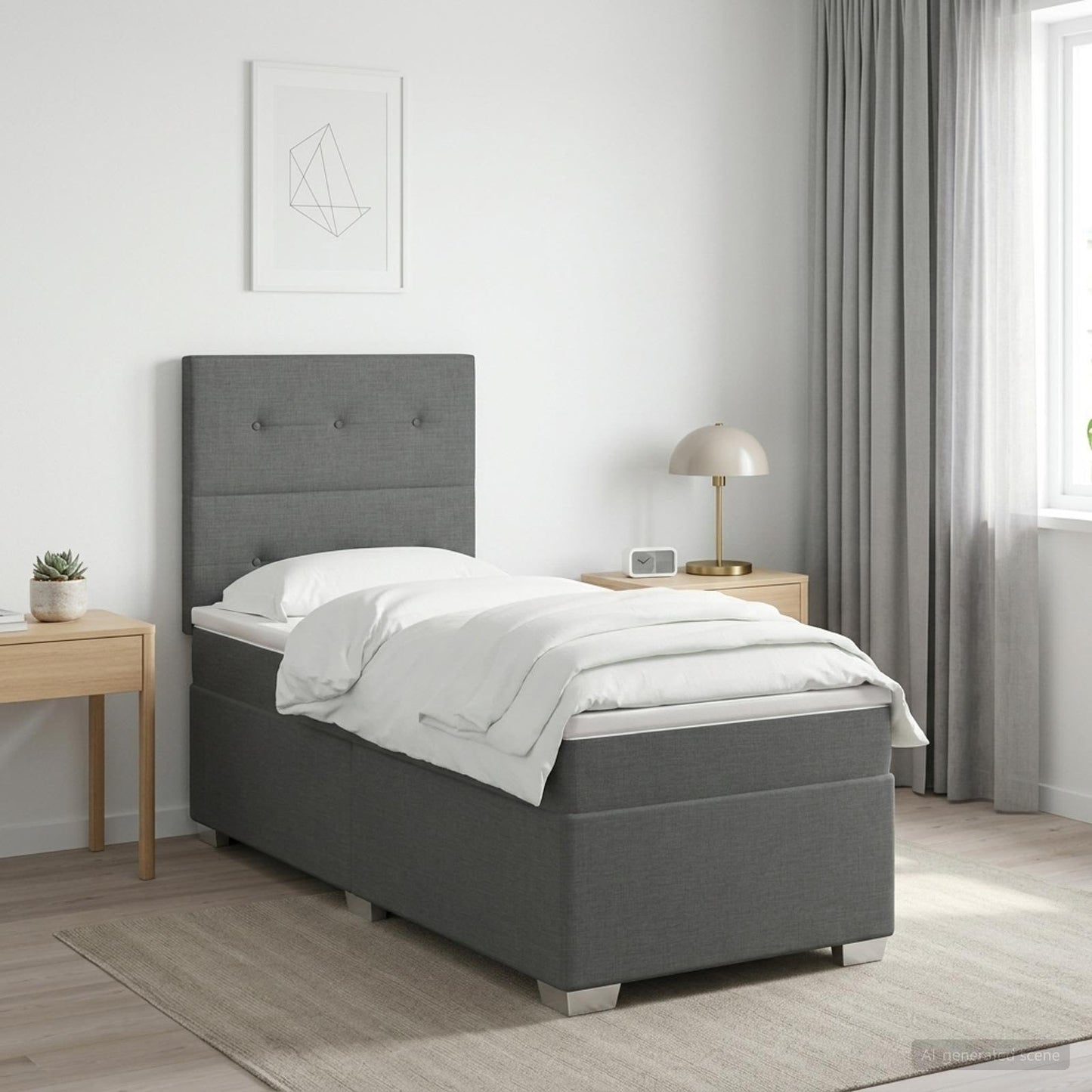 vidaXL Κρεβάτι box spring με στρώμα Σκούρο Γκρι 90 x 200 cm Ύφασμα
