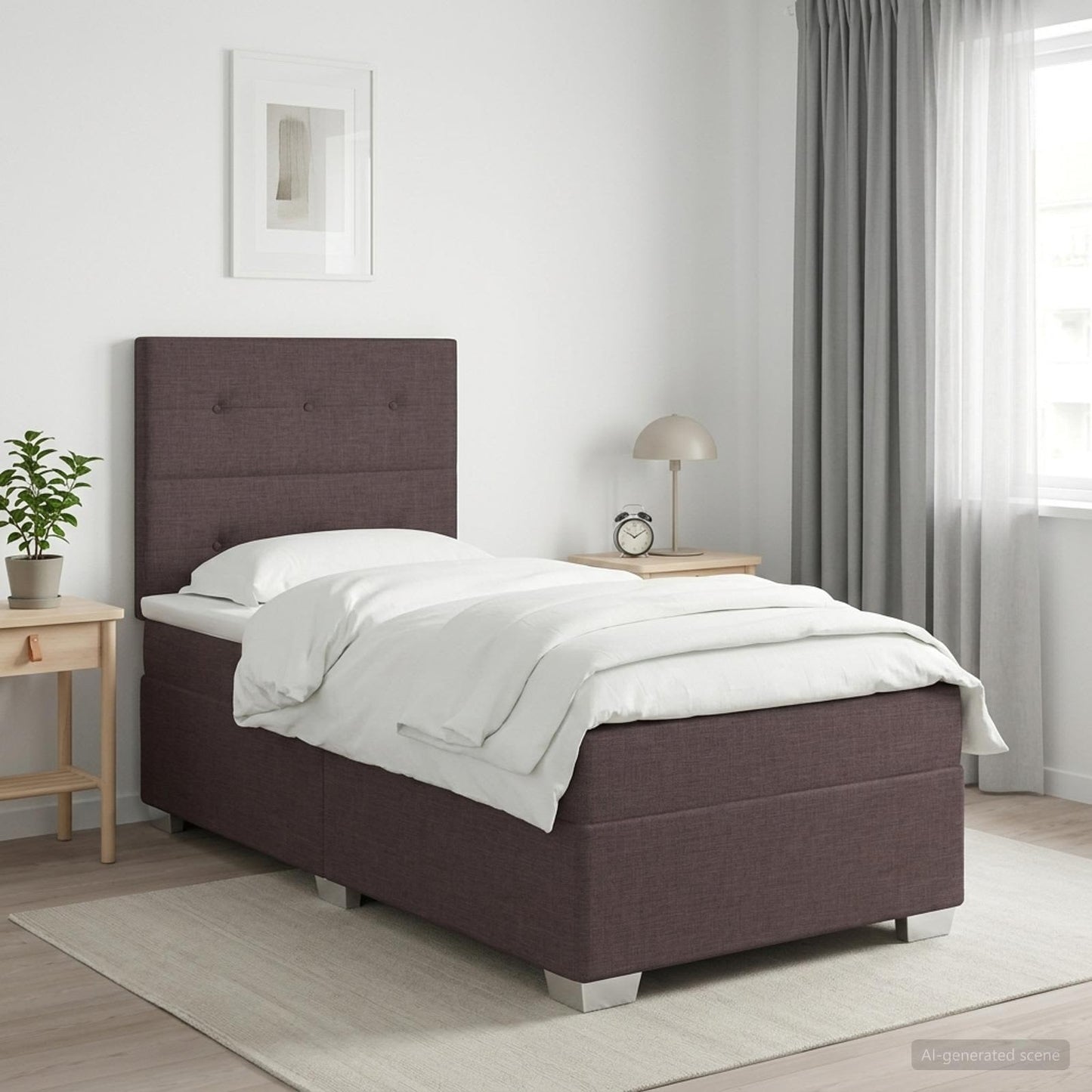 vidaXL Κρεβάτι box spring με στρώμα Σκούρο Καφέ 90 x 190 cm Ύφασμα