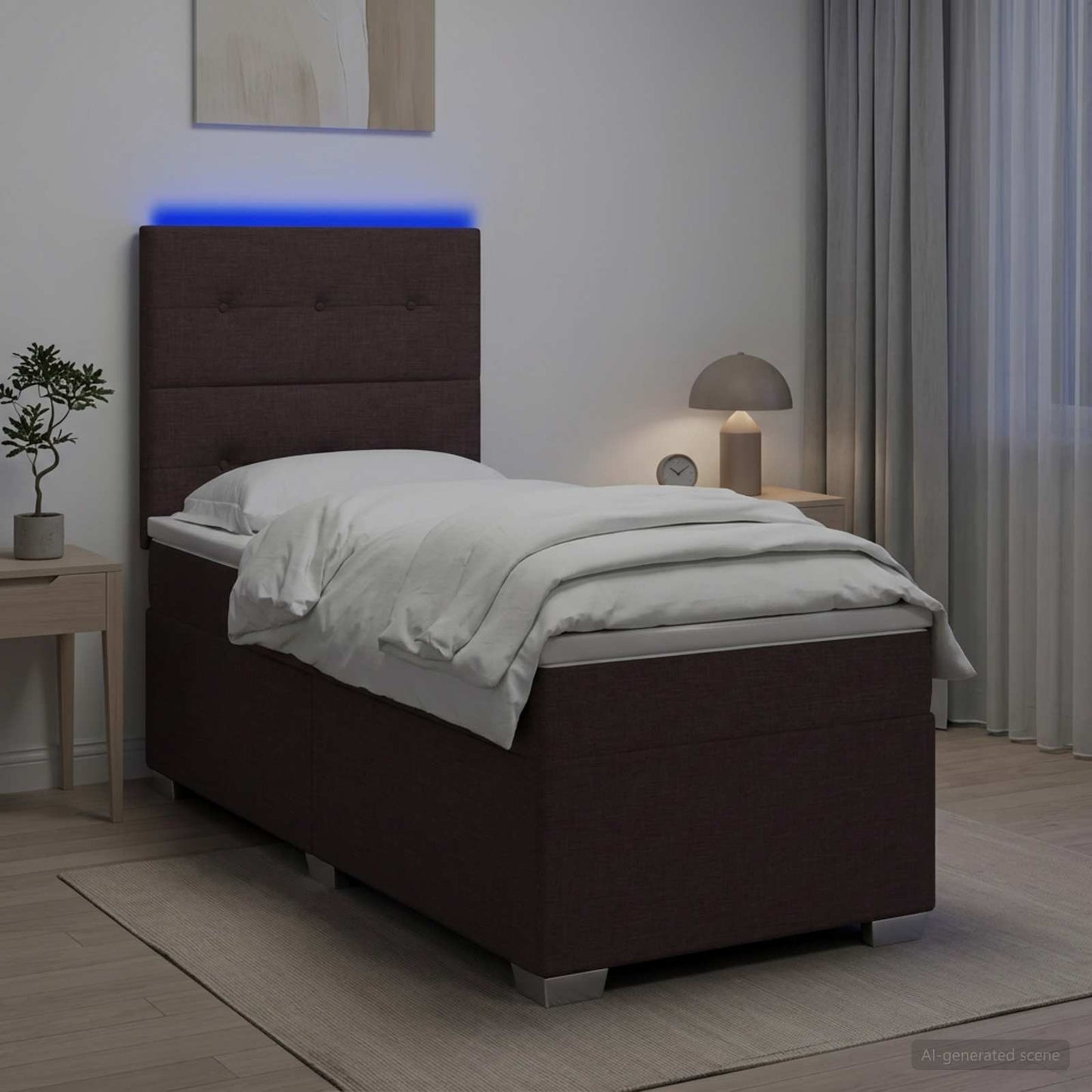 vidaXL Κρεβάτι box spring με στρώμα Σκούρο Καφέ 100 x 200 cm Ύφασμα