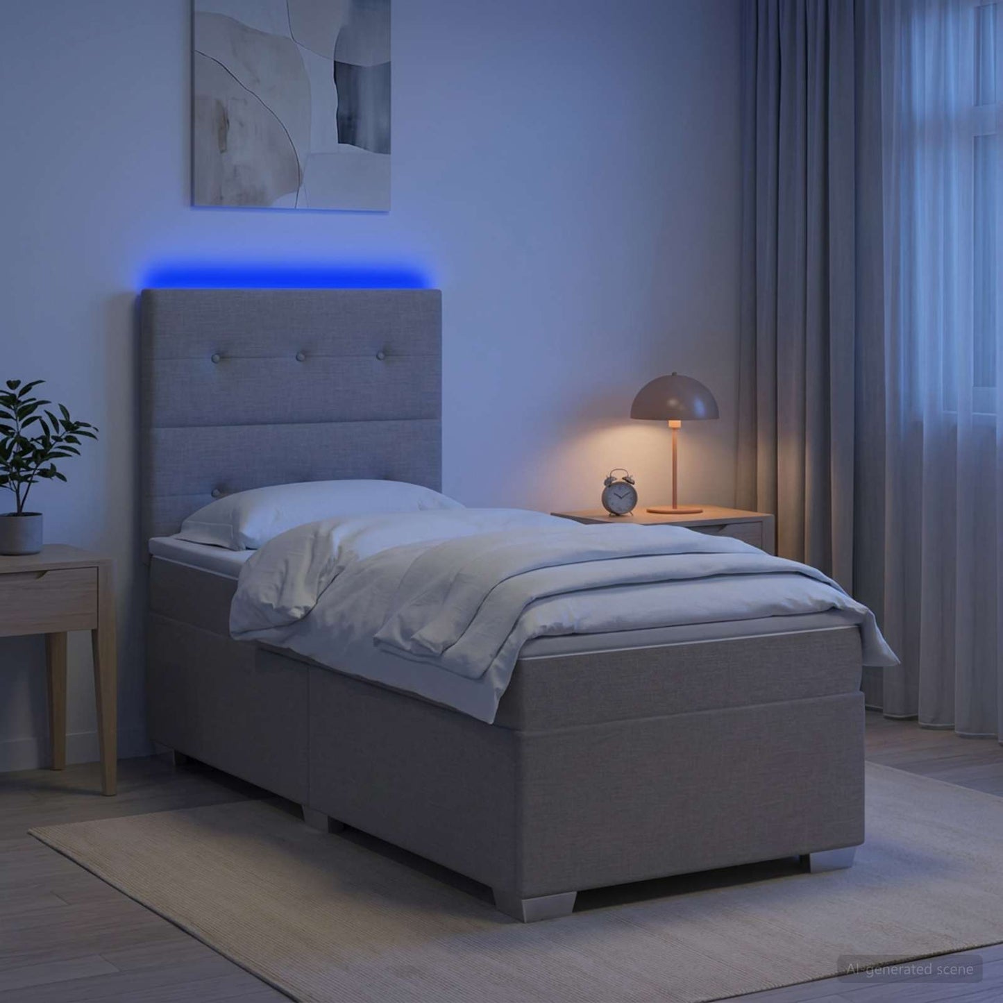 vidaXL Κρεβάτι box spring με στρώμα Taupe 100 x 200 cm Ύφασμα