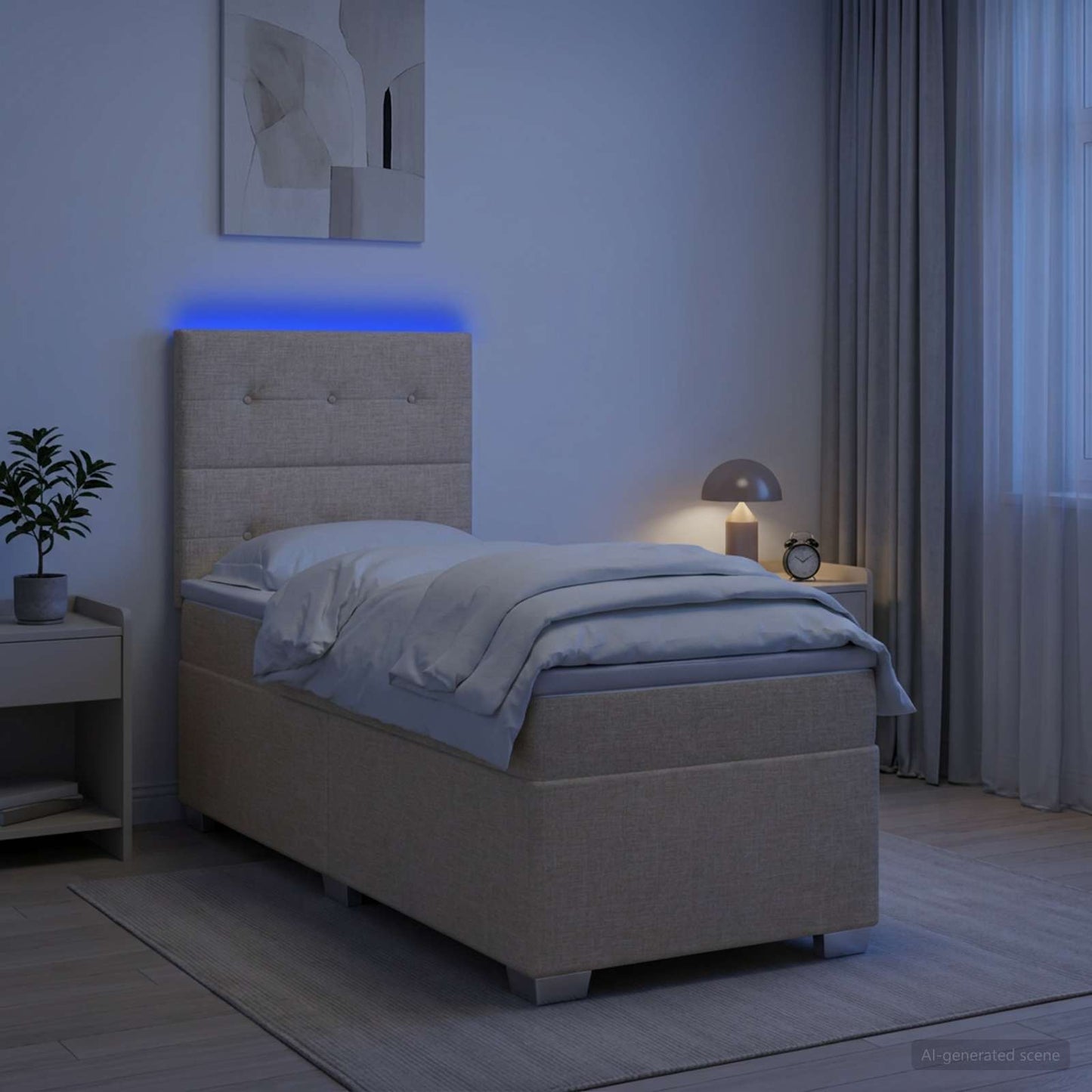 vidaXL Κρεβάτι box spring με στρώμα Κρεμ 100 x 200 cm Ύφασμα