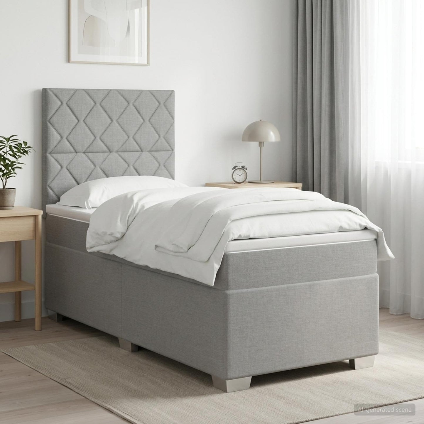 vidaXL Κρεβάτι box spring με στρώμα Ανοιχτό γκρι 90 x 190 cm Ύφασμα