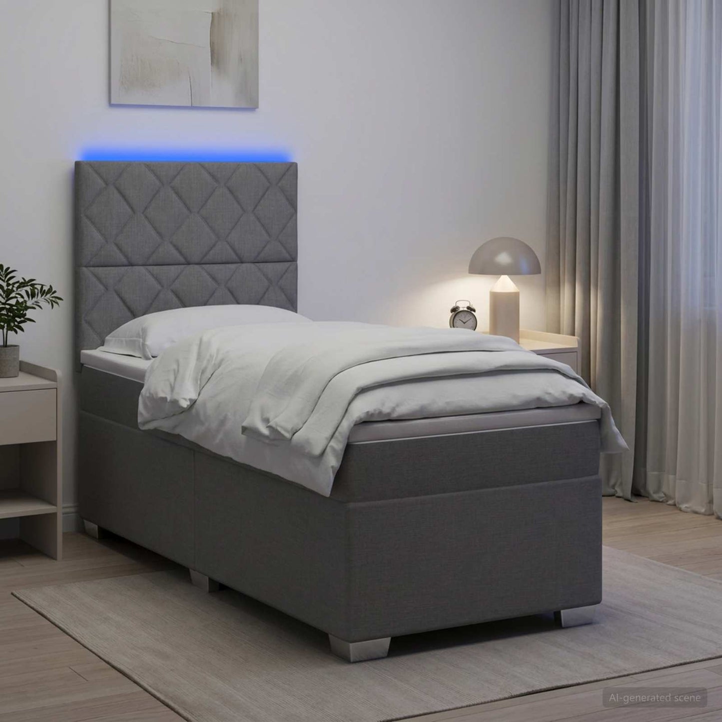 vidaXL Κρεβάτι box spring με στρώμα Ανοιχτό γκρι 90 x 200 cm Ύφασμα