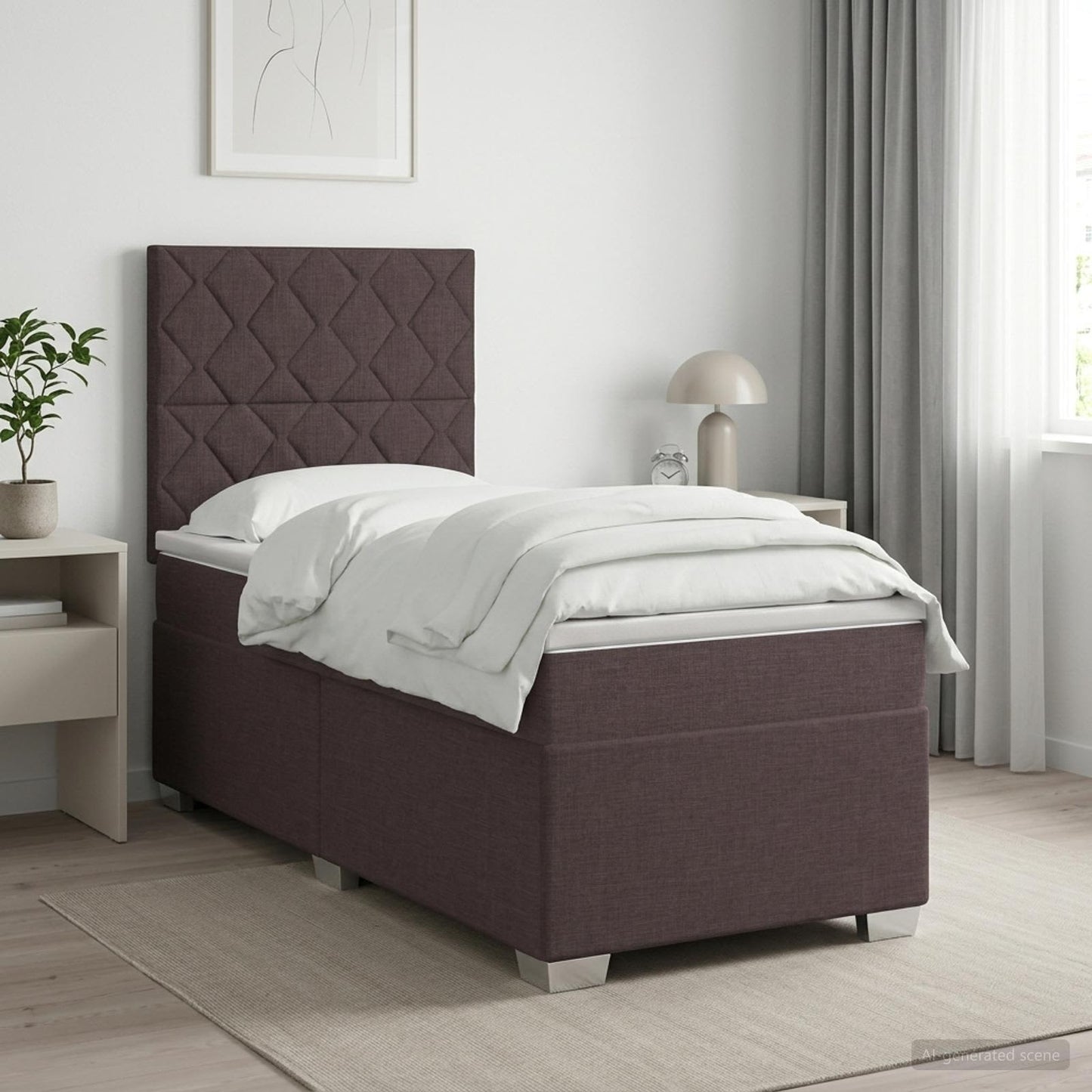vidaXL Κρεβάτι box spring με στρώμα Σκούρο Καφέ 90 x 190 cm Ύφασμα