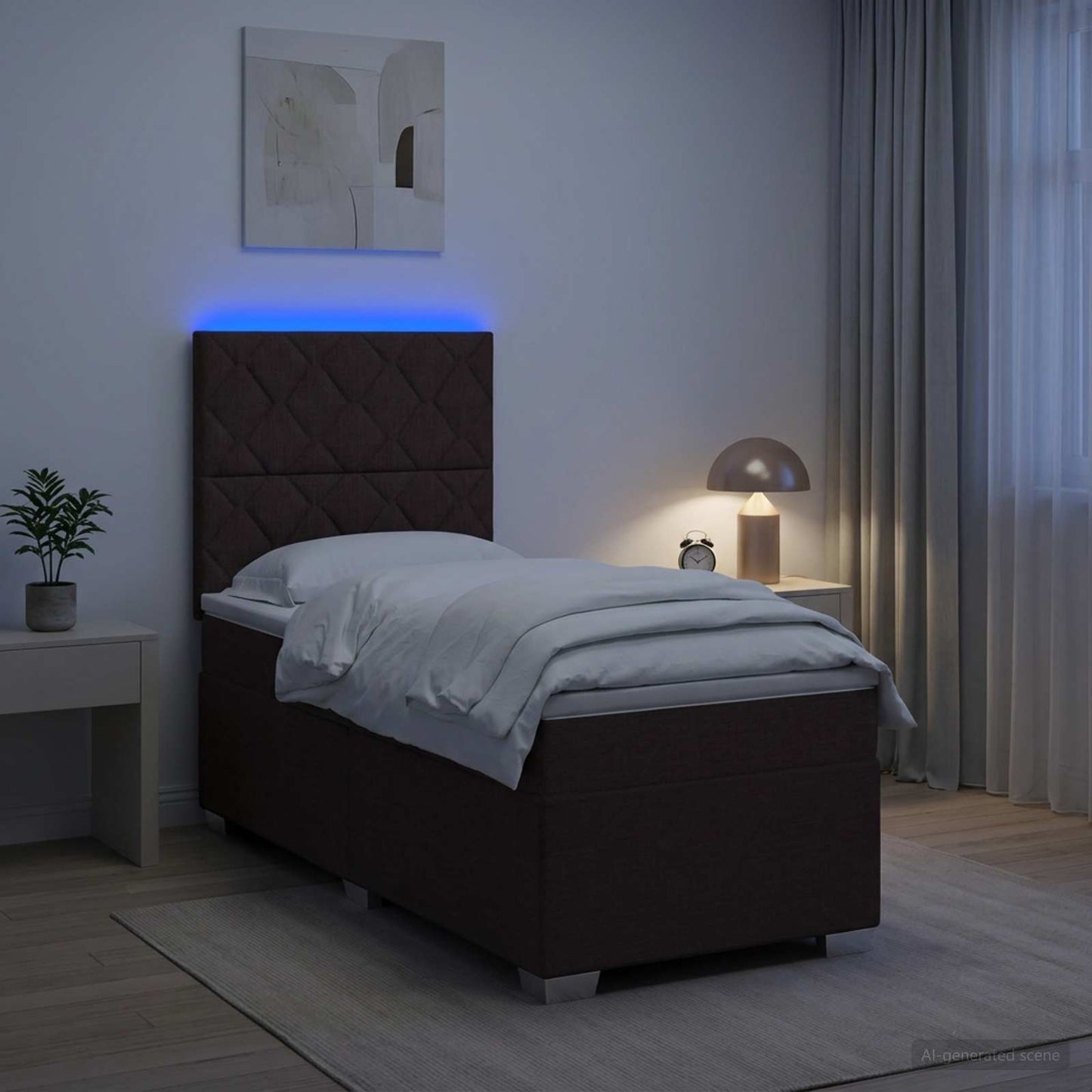 vidaXL Κρεβάτι box spring με στρώμα Σκούρο Καφέ 90 x 190 cm Ύφασμα