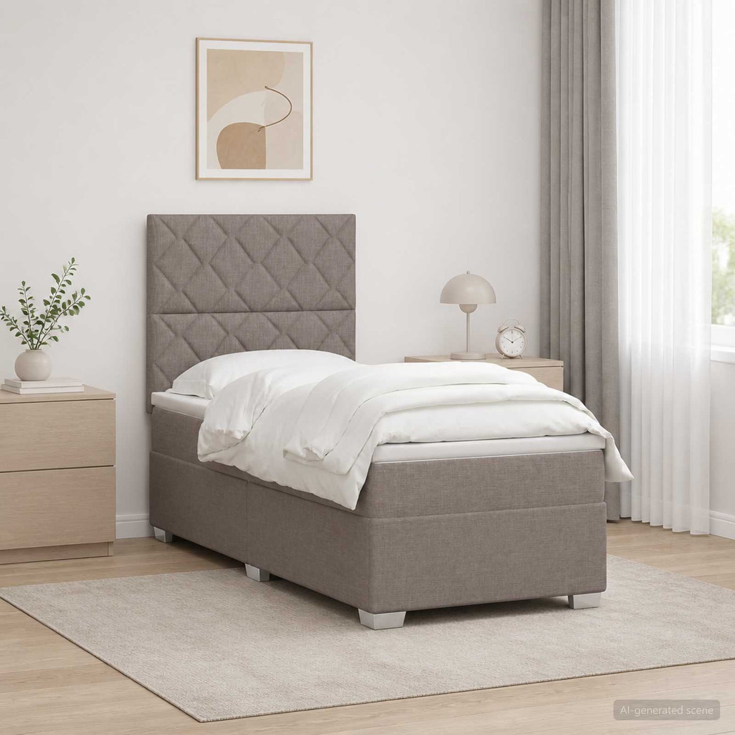 vidaXL Κρεβάτι box spring με στρώμα Taupe 90 x 190 cm Ύφασμα
