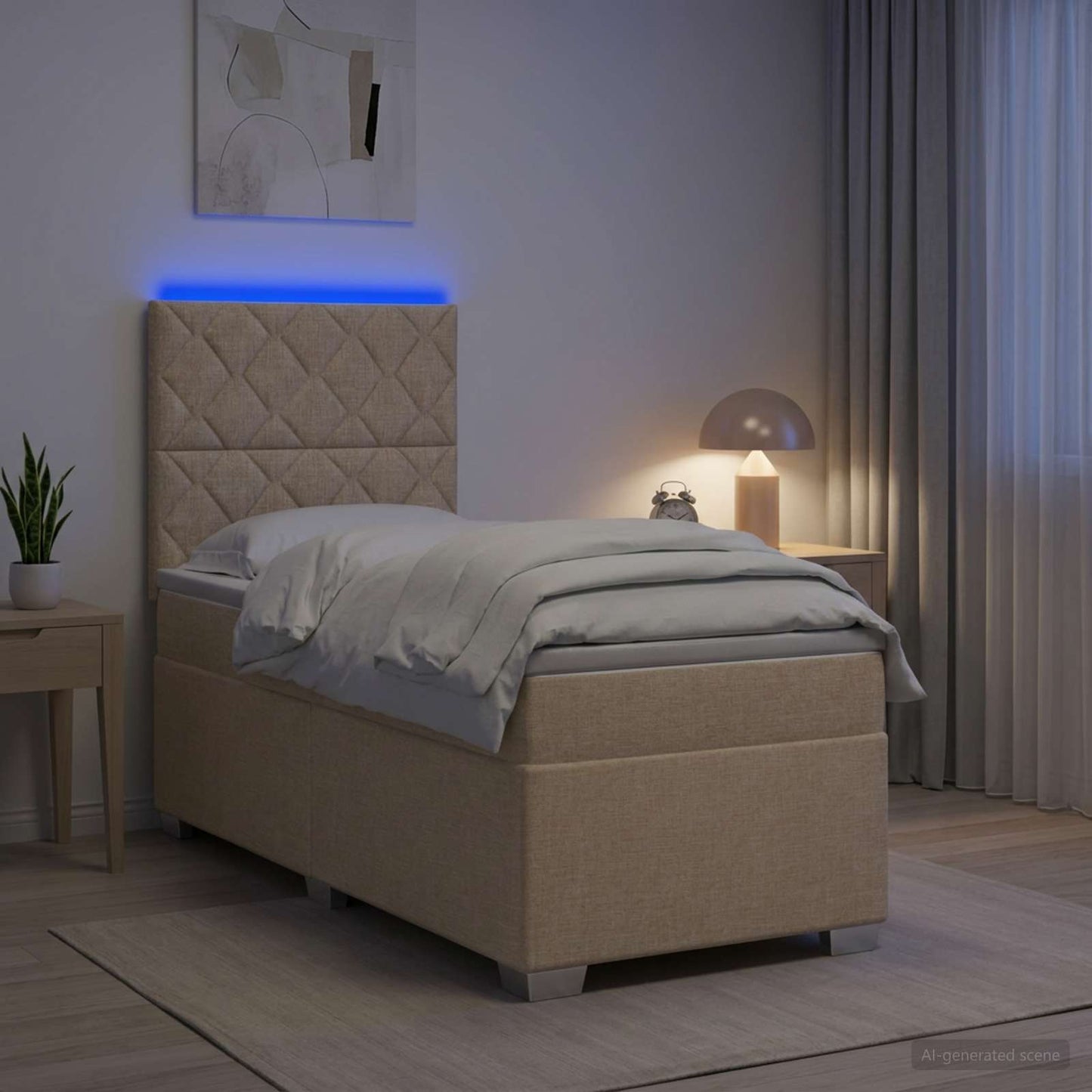 vidaXL Κρεβάτι box spring με στρώμα Κρεμ 90 x 190 cm Ύφασμα