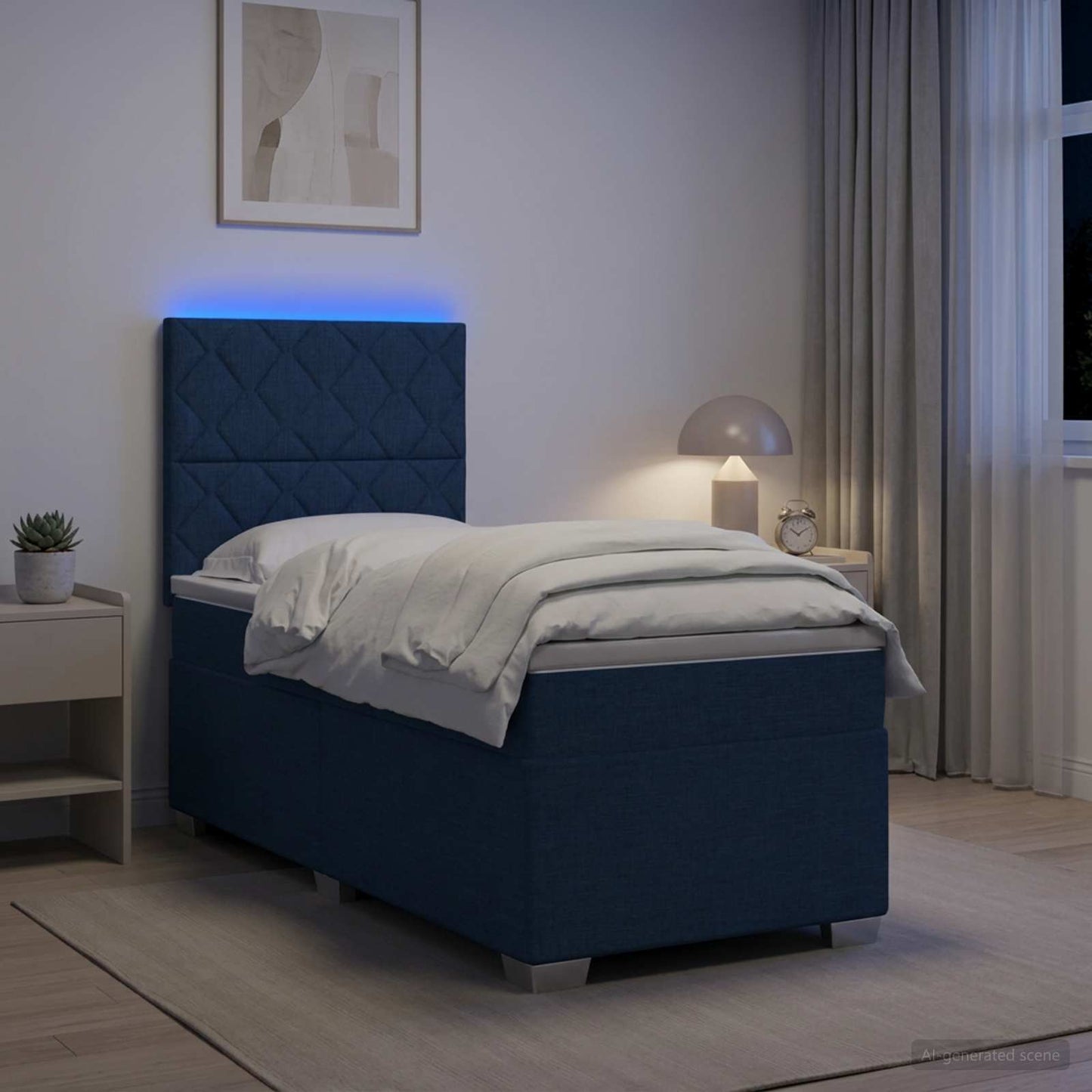 vidaXL Κρεβάτι box spring με στρώμα Μπλε 80 x 200 cm Ύφασμα