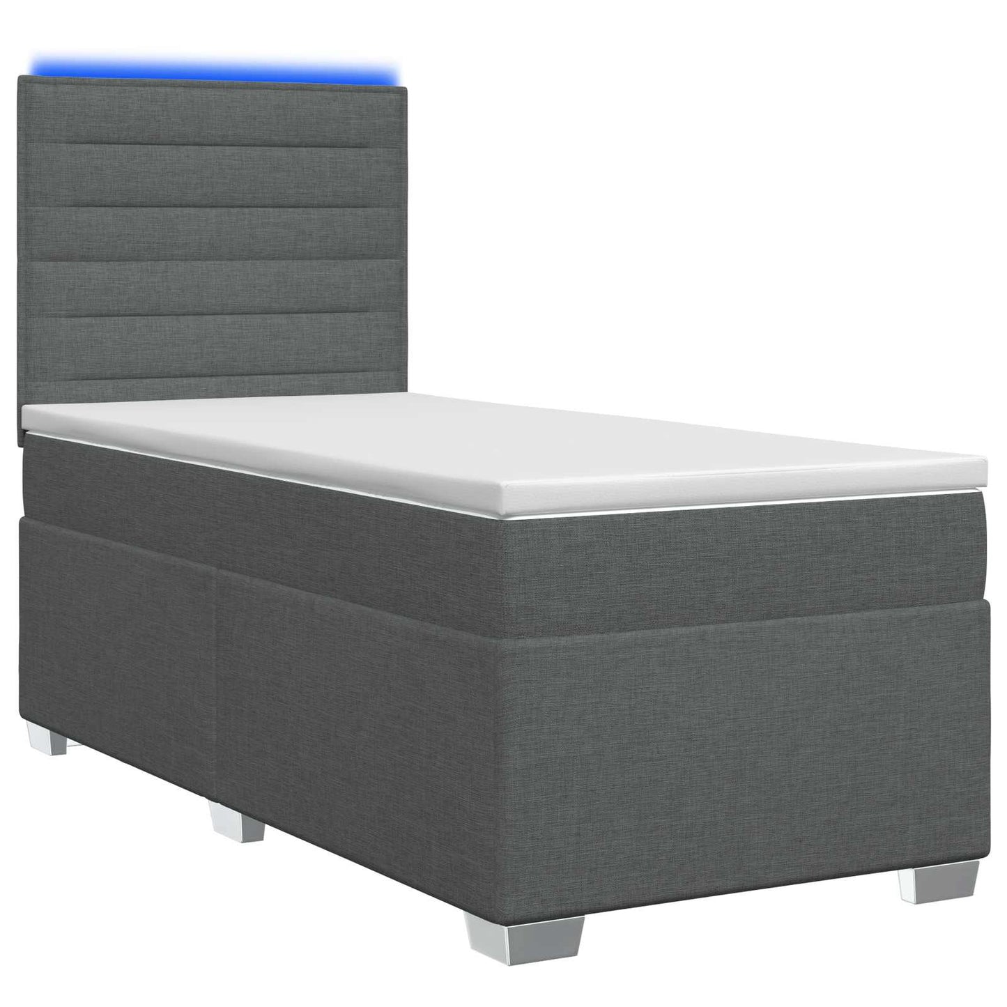 vidaXL Κρεβάτι box spring με στρώμα Σκούρο Γκρι 90 x 190 cm Ύφασμα