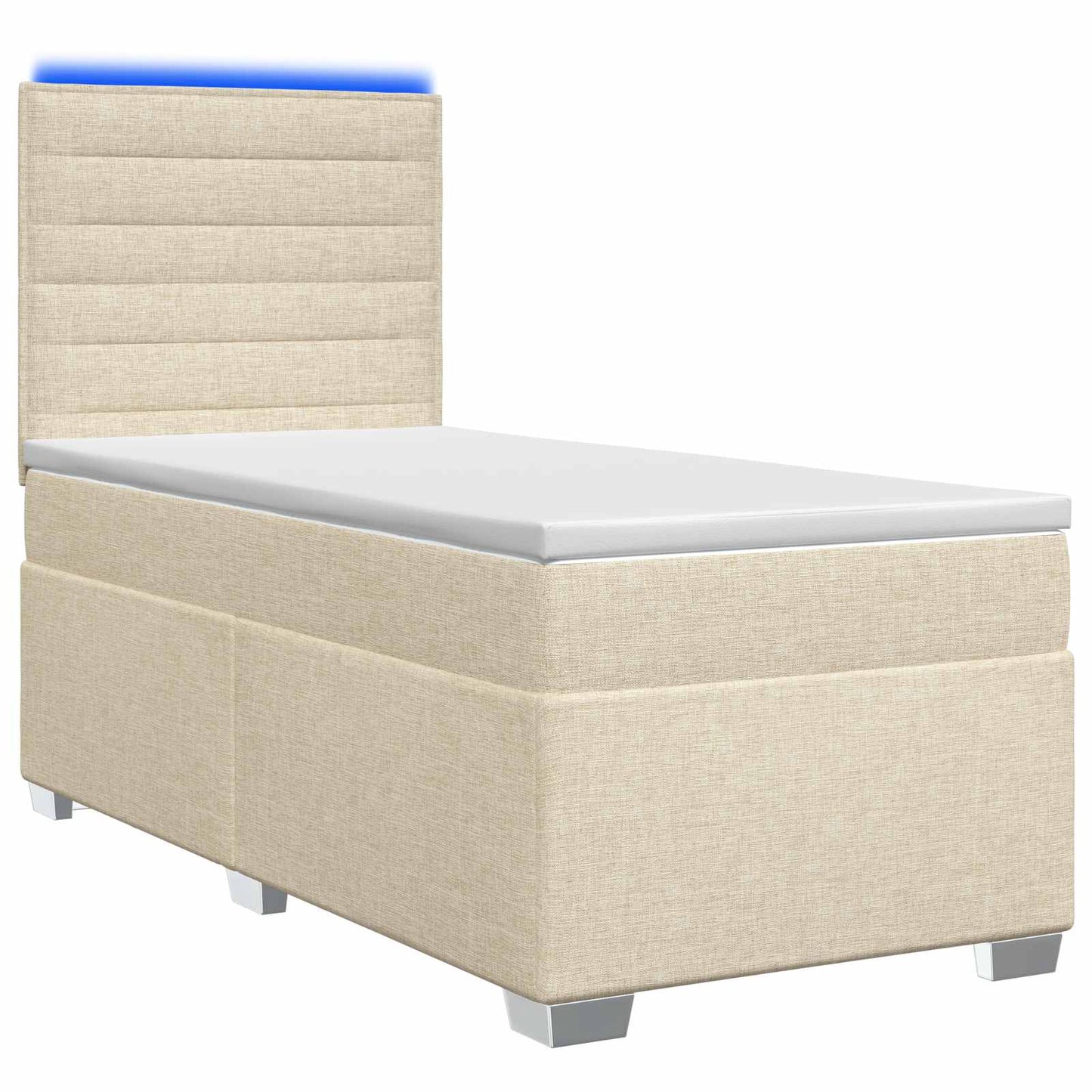 vidaXL Κρεβάτι box spring με στρώμα Κρεμ 90 x 190 cm Ύφασμα