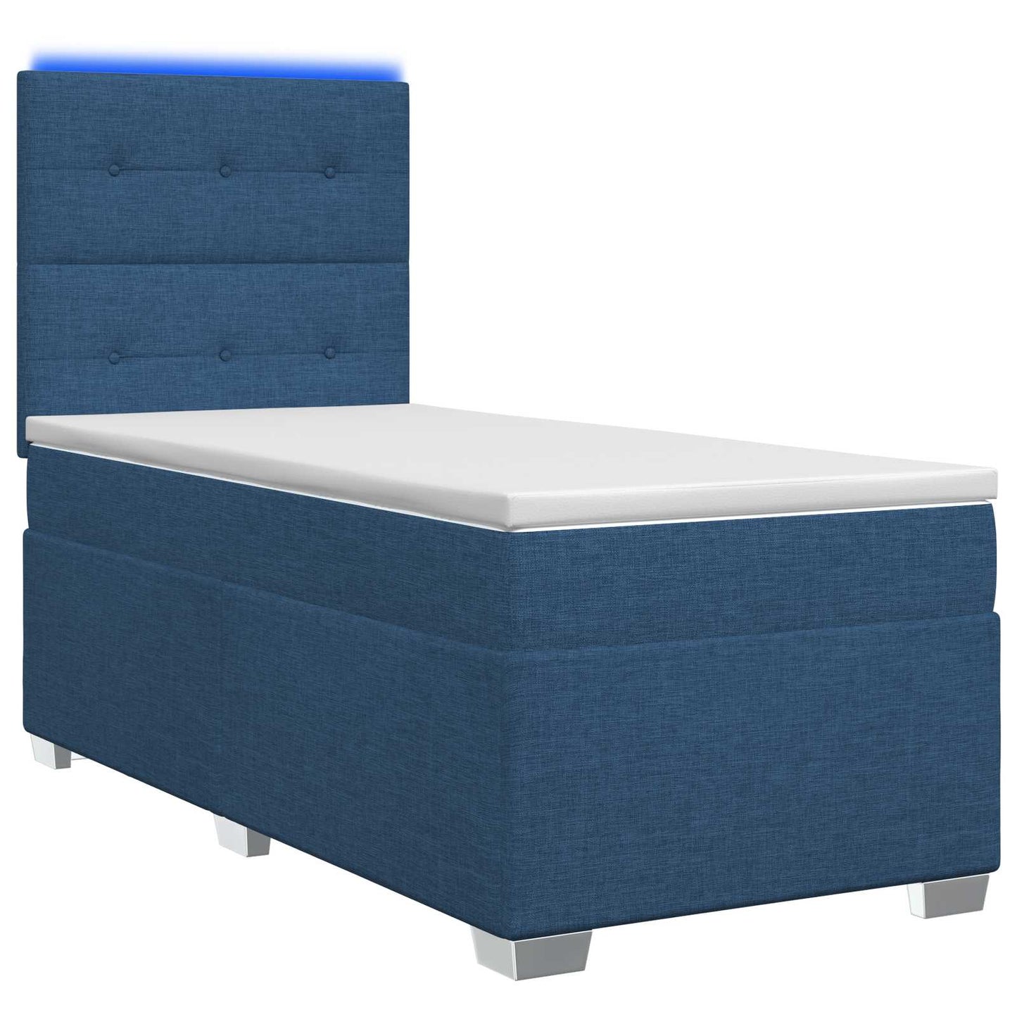 vidaXL Κρεβάτι box spring με στρώμα Μπλε 90 x 190 cm Ύφασμα