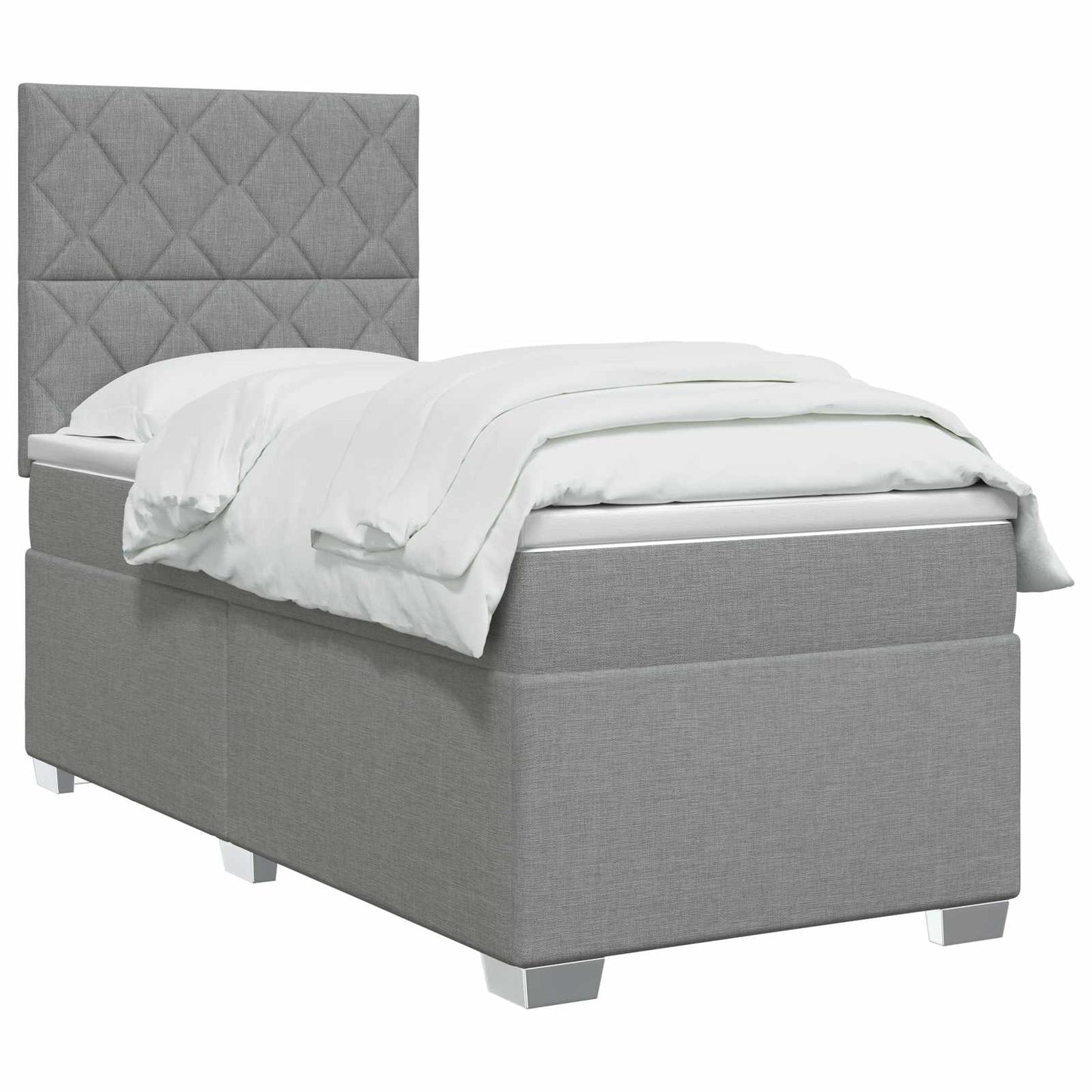 vidaXL Κρεβάτι box spring με στρώμα Ανοιχτό γκρι 90 x 190 cm Ύφασμα