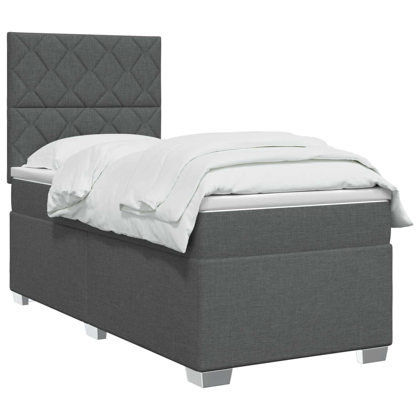 vidaXL Κρεβάτι box spring με στρώμα Σκούρο Γκρι 90 x 190 cm Ύφασμα