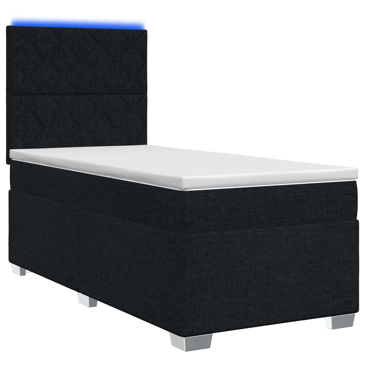 vidaXL Κρεβάτι box spring με στρώμα Μαύρο 90 x 190 cm Ύφασμα