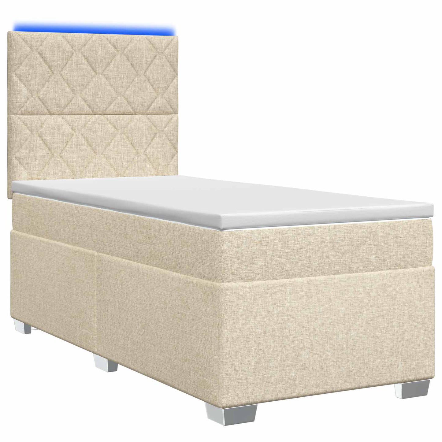 vidaXL Κρεβάτι box spring με στρώμα Κρεμ 90 x 190 cm Ύφασμα