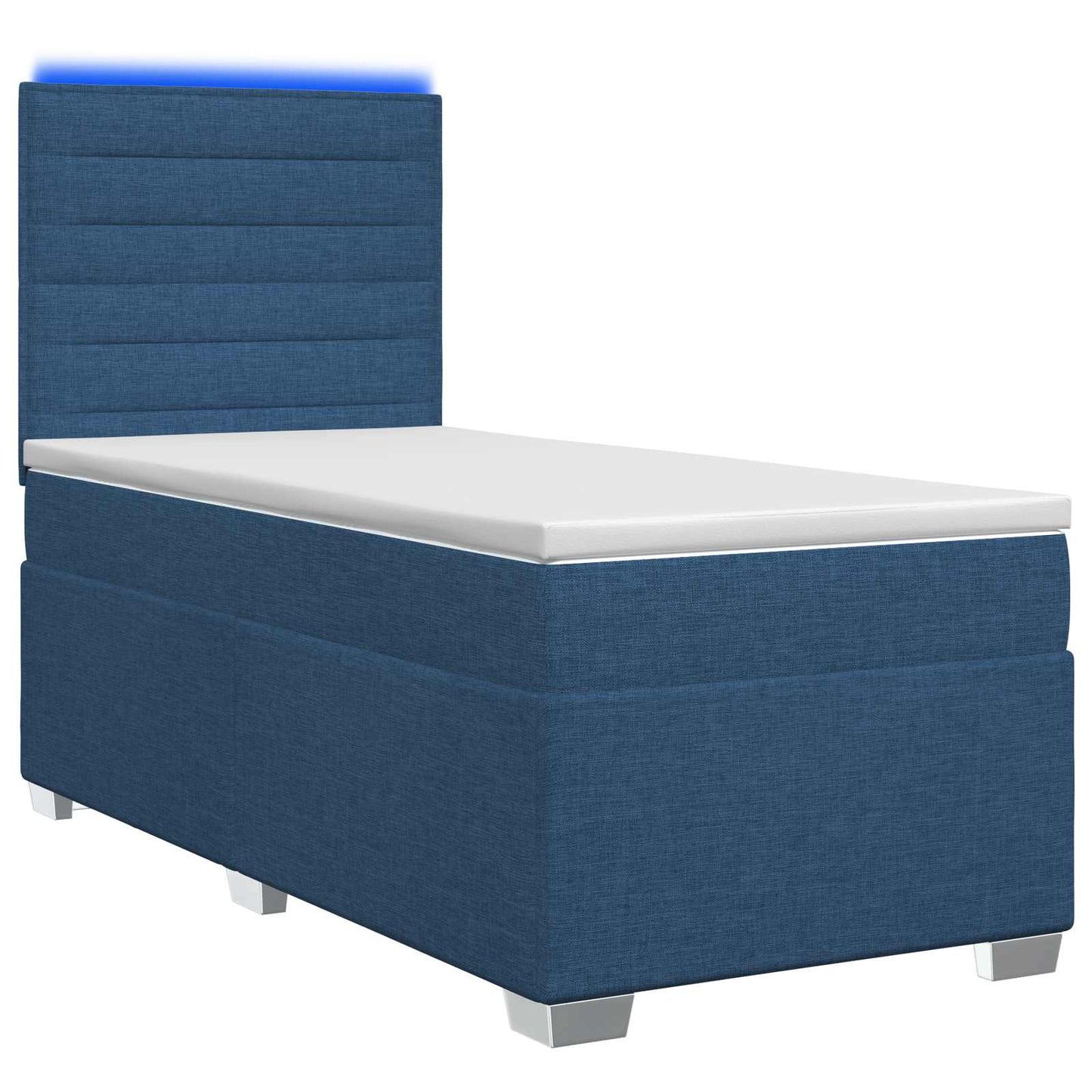 vidaXL Κρεβάτι box spring με στρώμα Μπλε 90 x 200 cm Ύφασμα